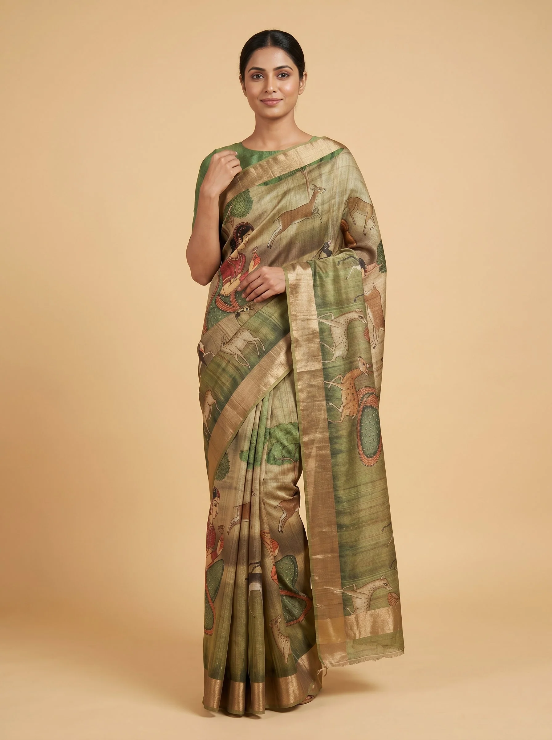 Mehendi Vintage Handloom Saree