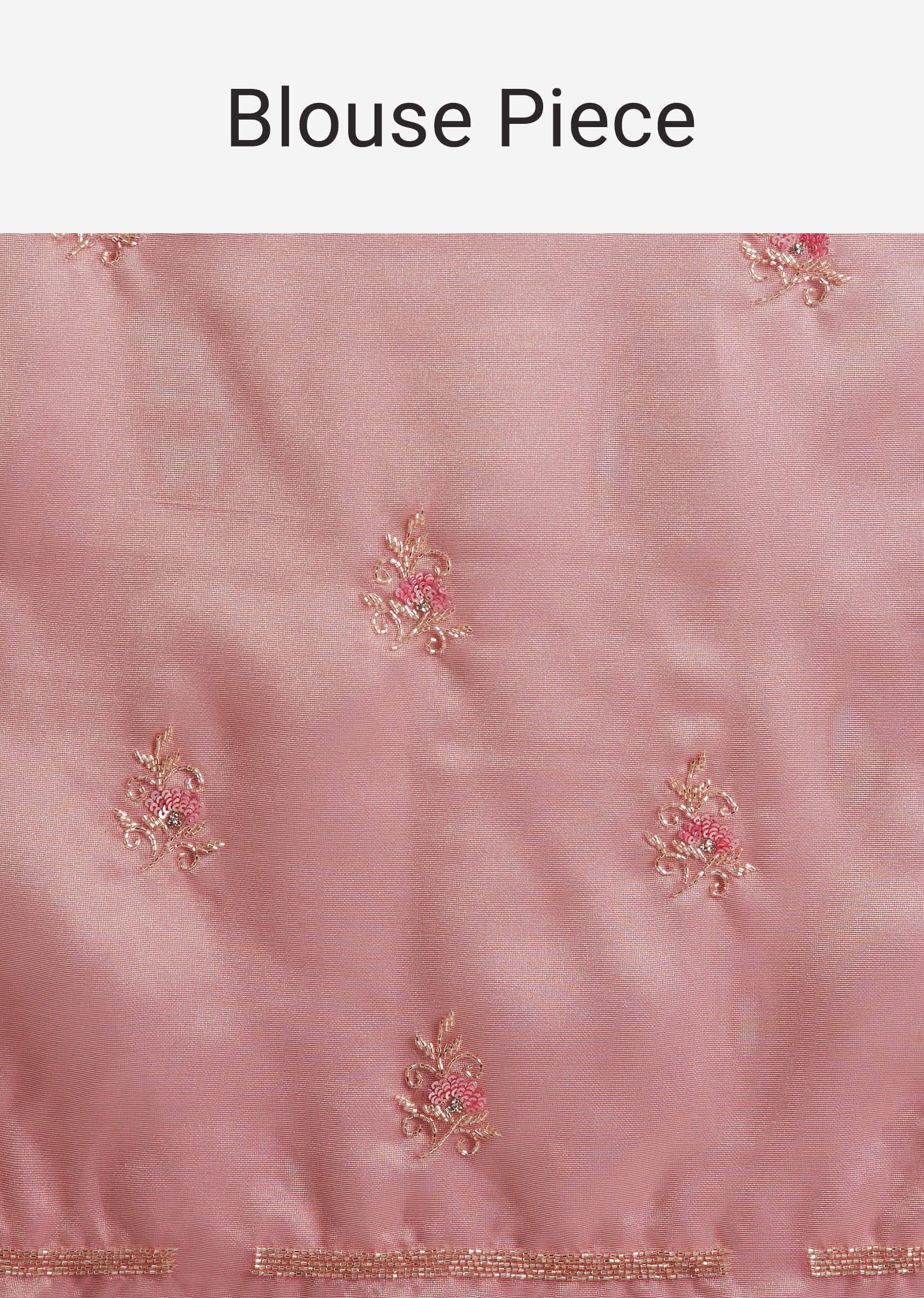 Metallic Pink Organza Tissue Saree With Cutdana And Bead Embroidery - Image 10