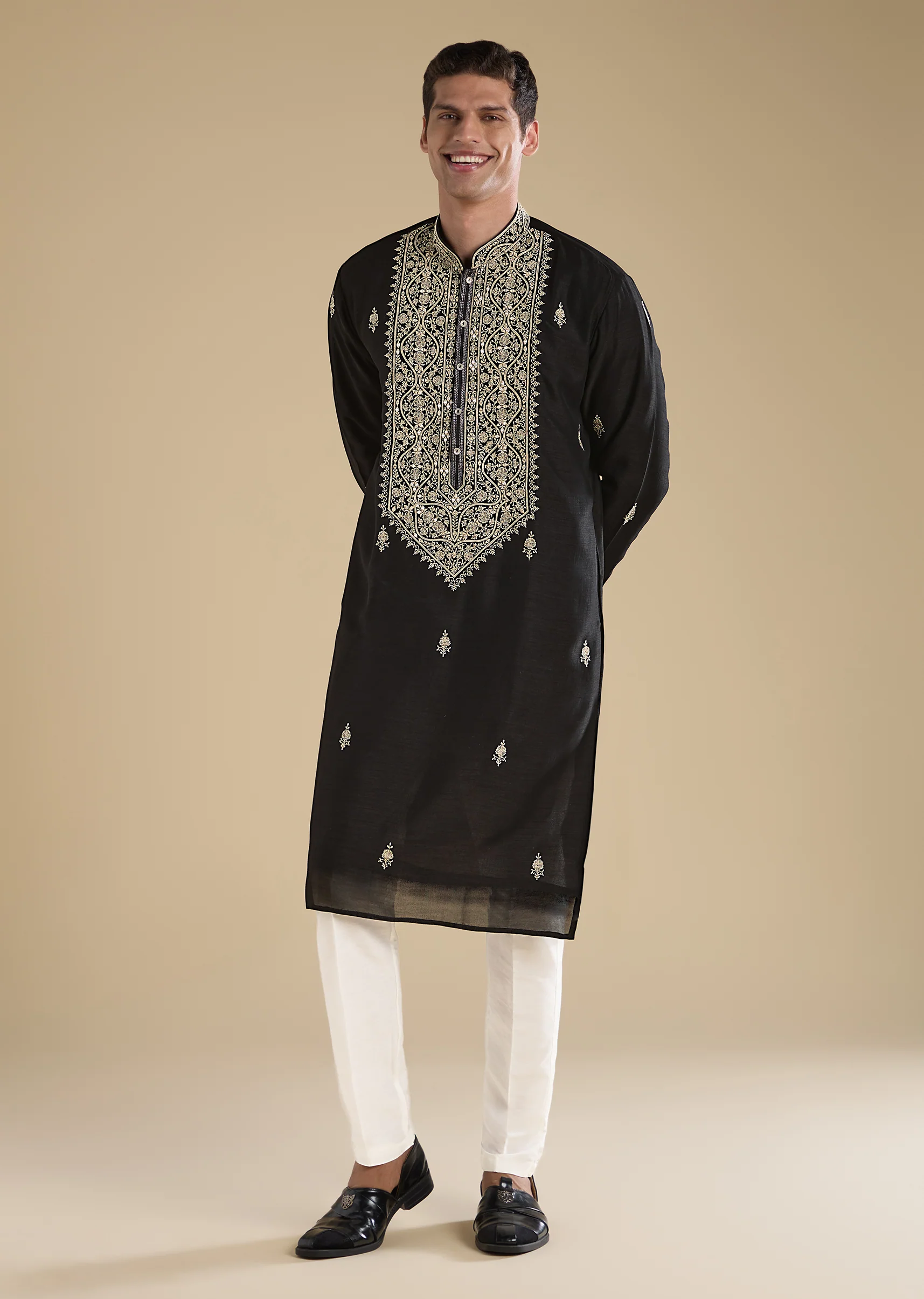 Midnight Black Duo — Coord Set For Her And Kurta Set For Him - Image 8