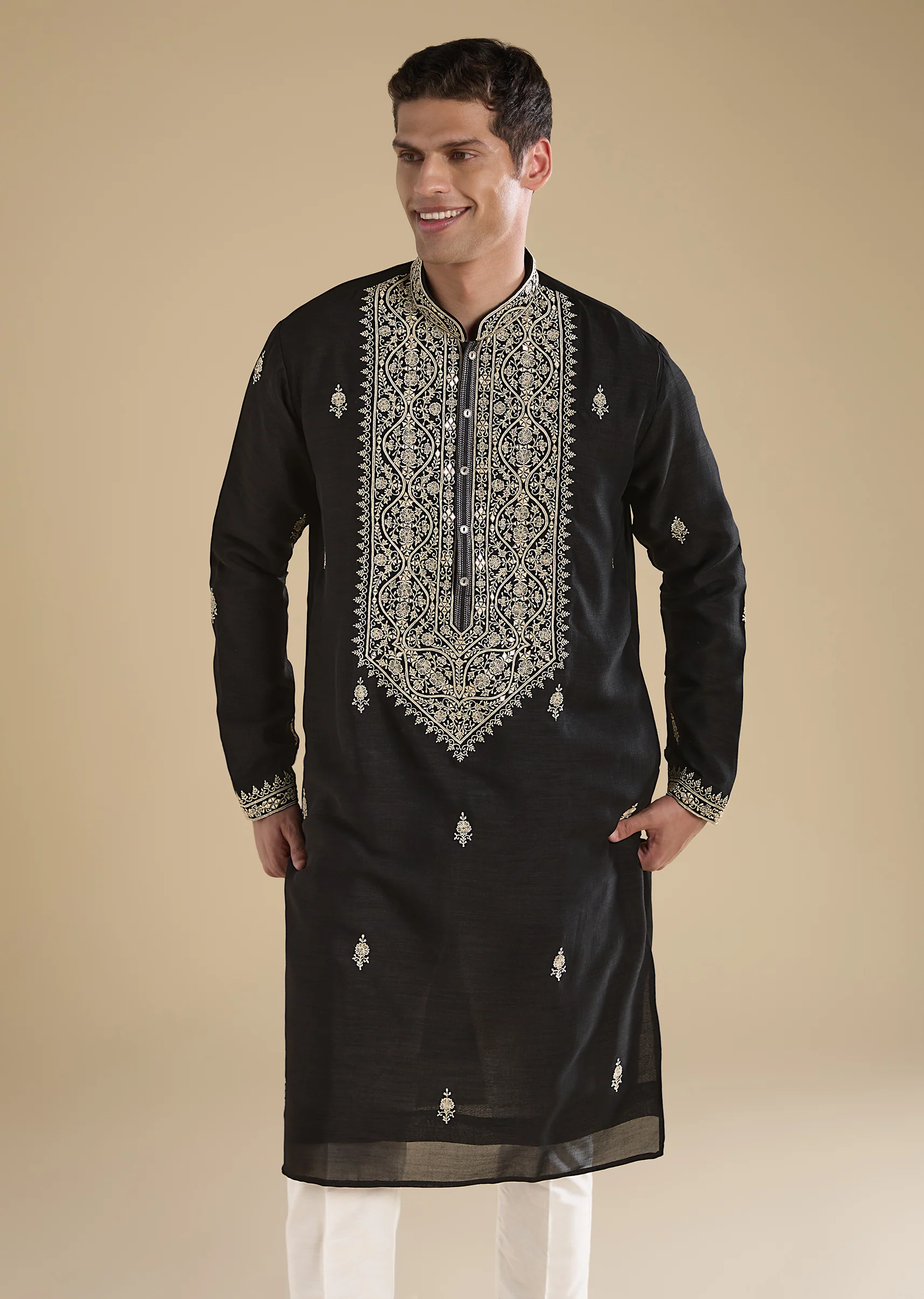 Midnight Black Duo — Coord Set For Her And Kurta Set For Him - Image 9