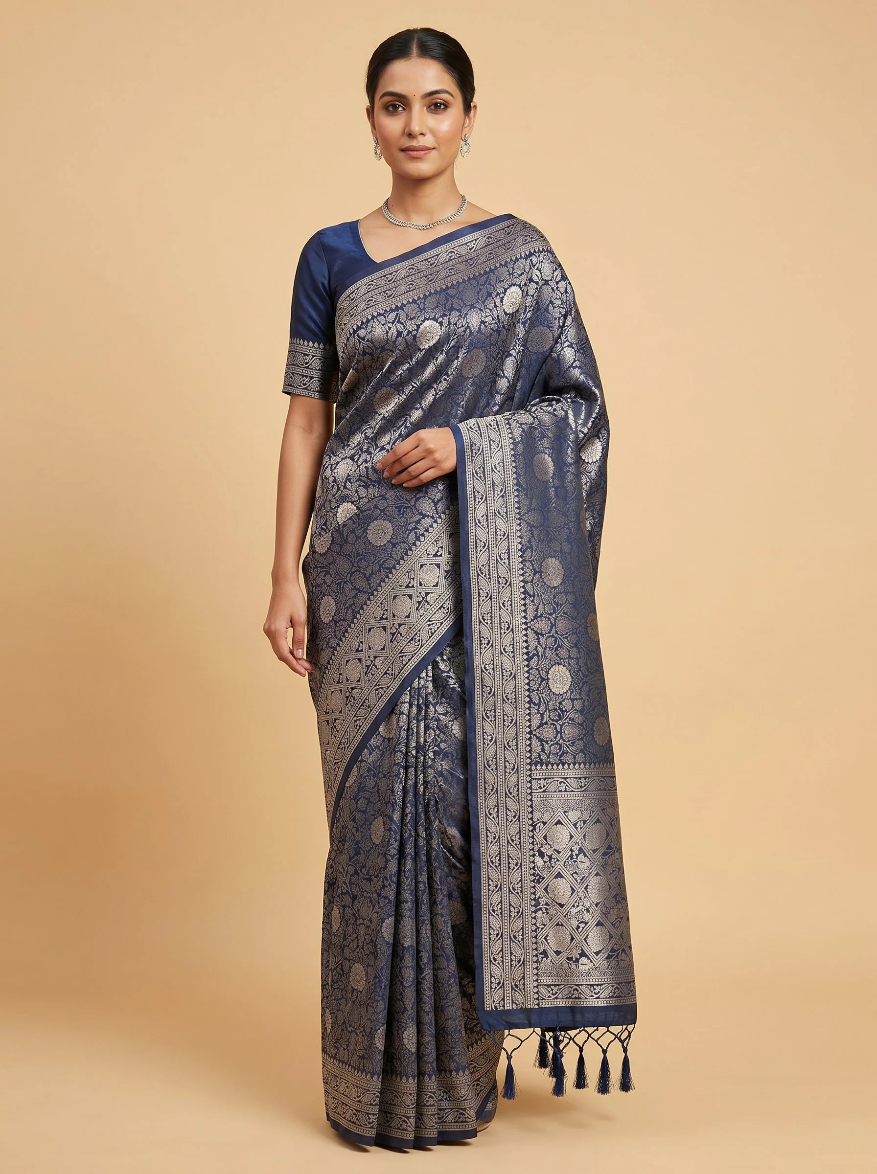 Midnight Blue Nocturne Weave Handloom Saree