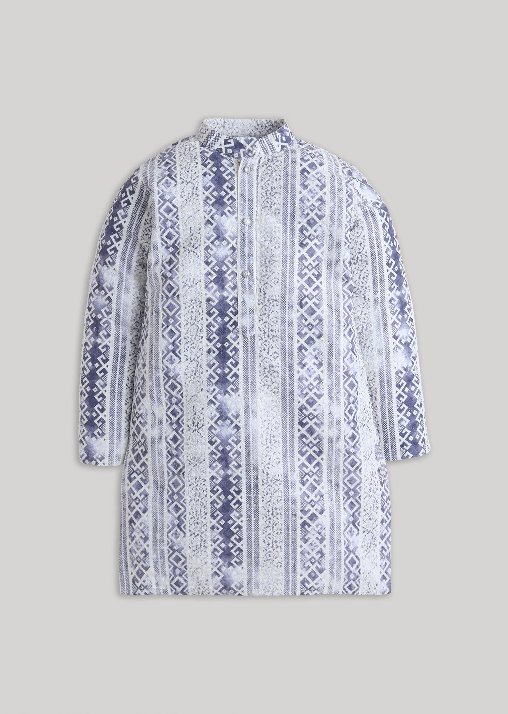 Minimal Embroidered Cotton Kurta Set For Boys - Image 2