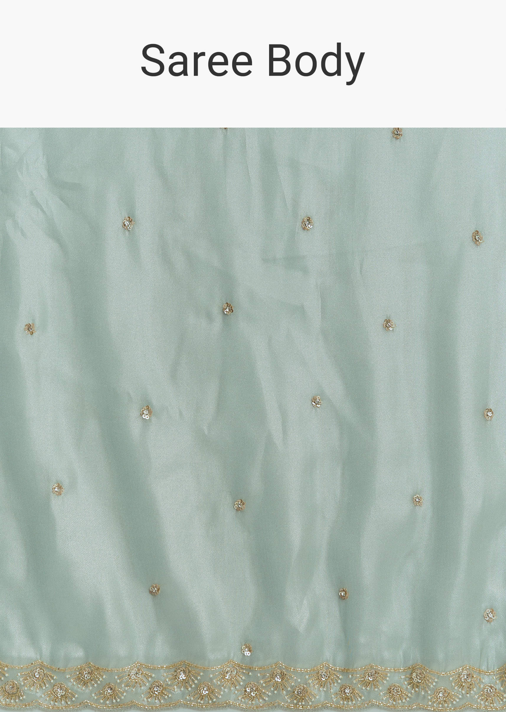 Mint Blue Tissue Saree With Sequin And Bead Embroidery - Image 8