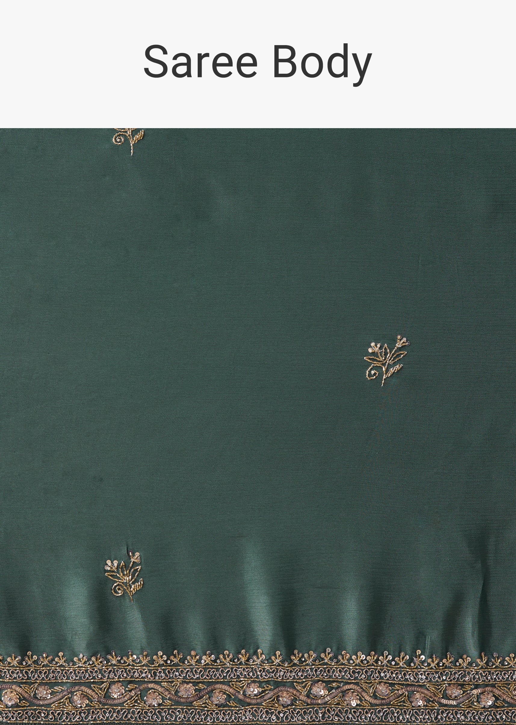 Mint Green Chinon Embroidered Saree with Unstitched Blouse - Image 9