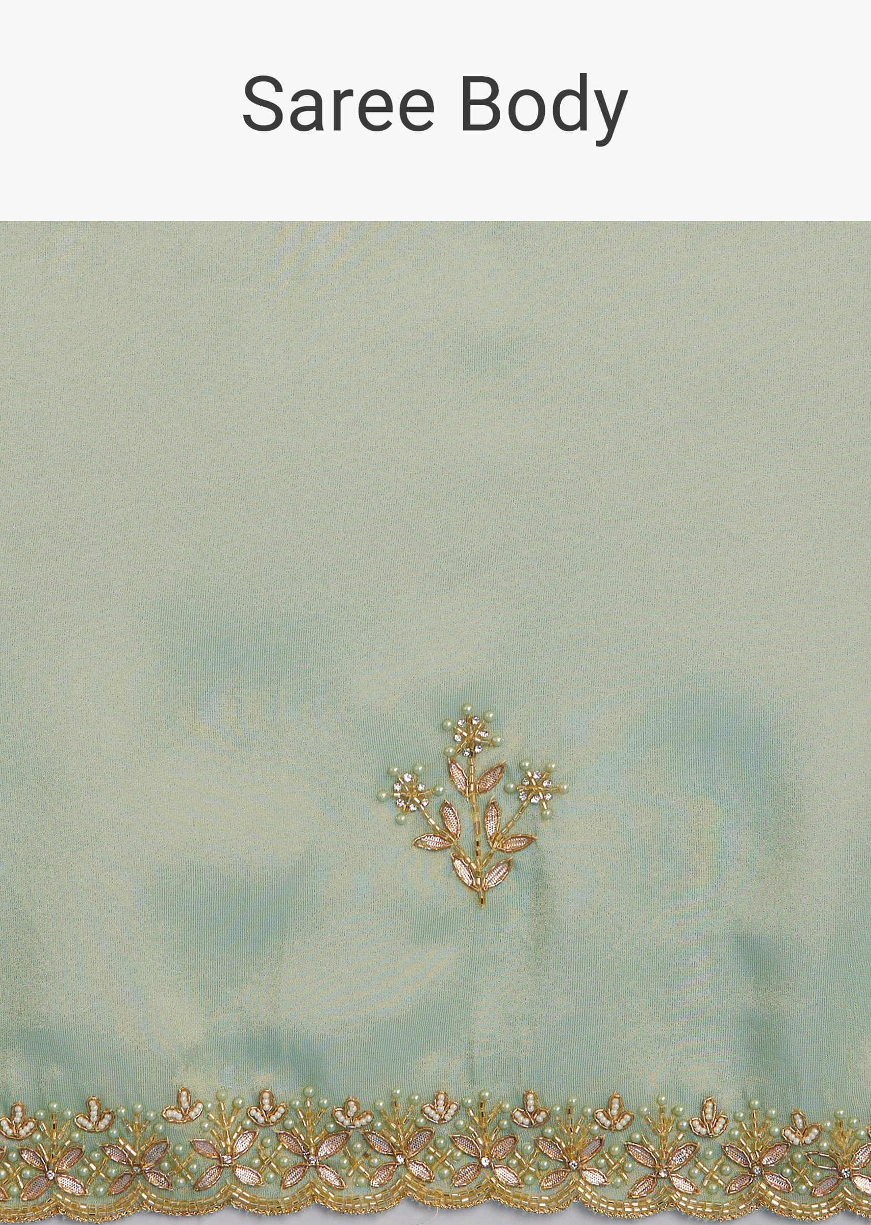Mint Green Organza Tissue Saree With Subtle Embroidery - Image 9