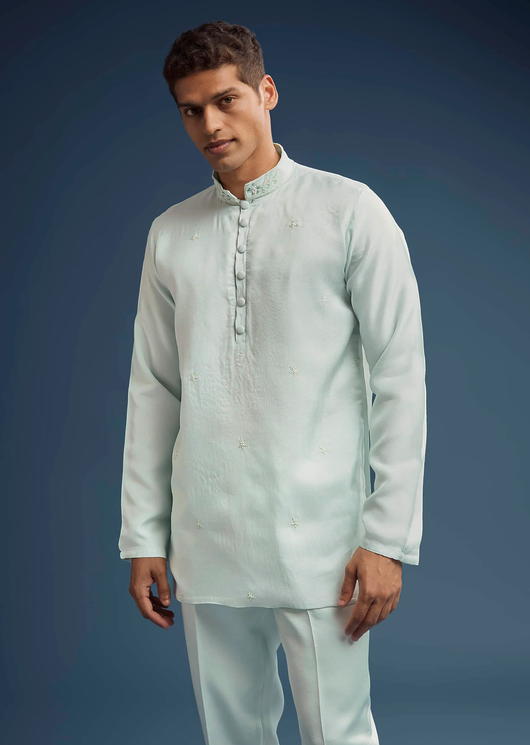 Mint Green Silk Jodhpuri Suit For Men With Zardosi Embroidery - Image 6