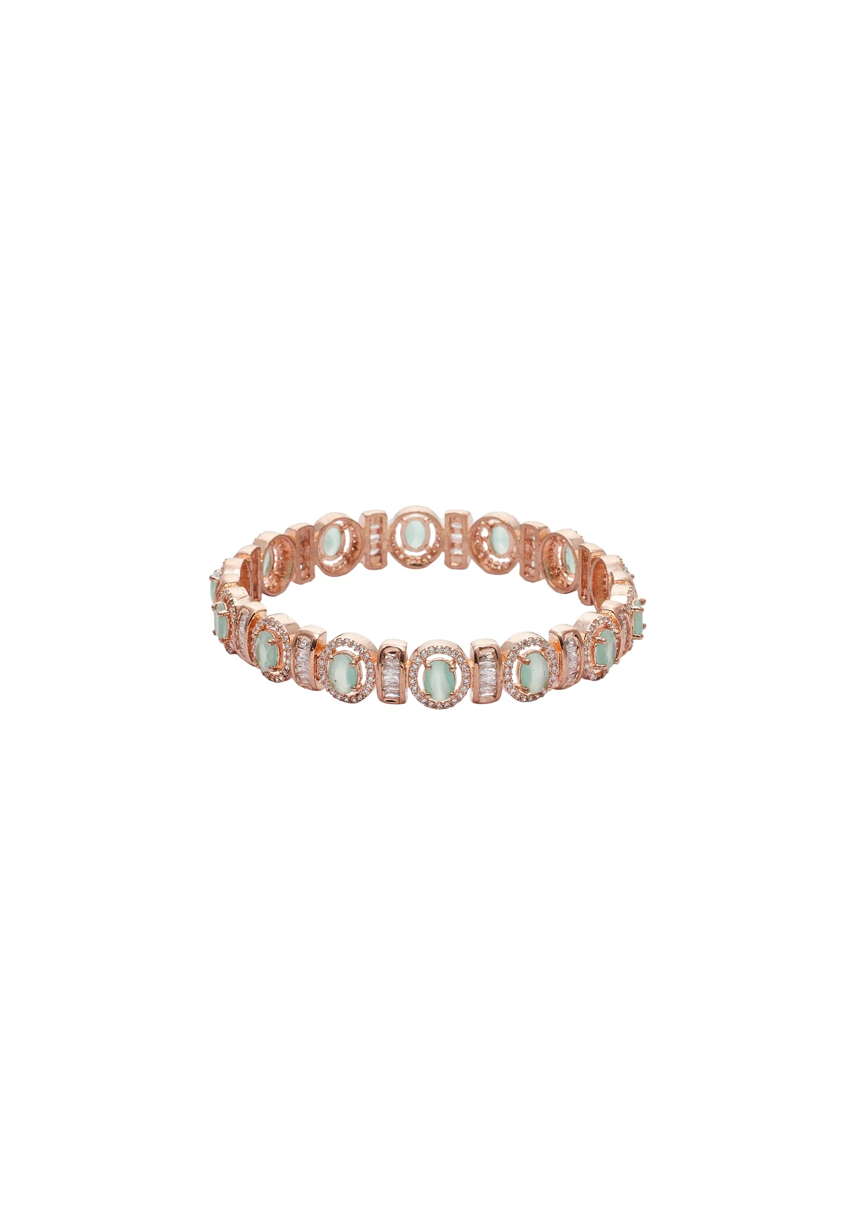 Mint Green Stone And Zirconia Bangle Set - Image 2
