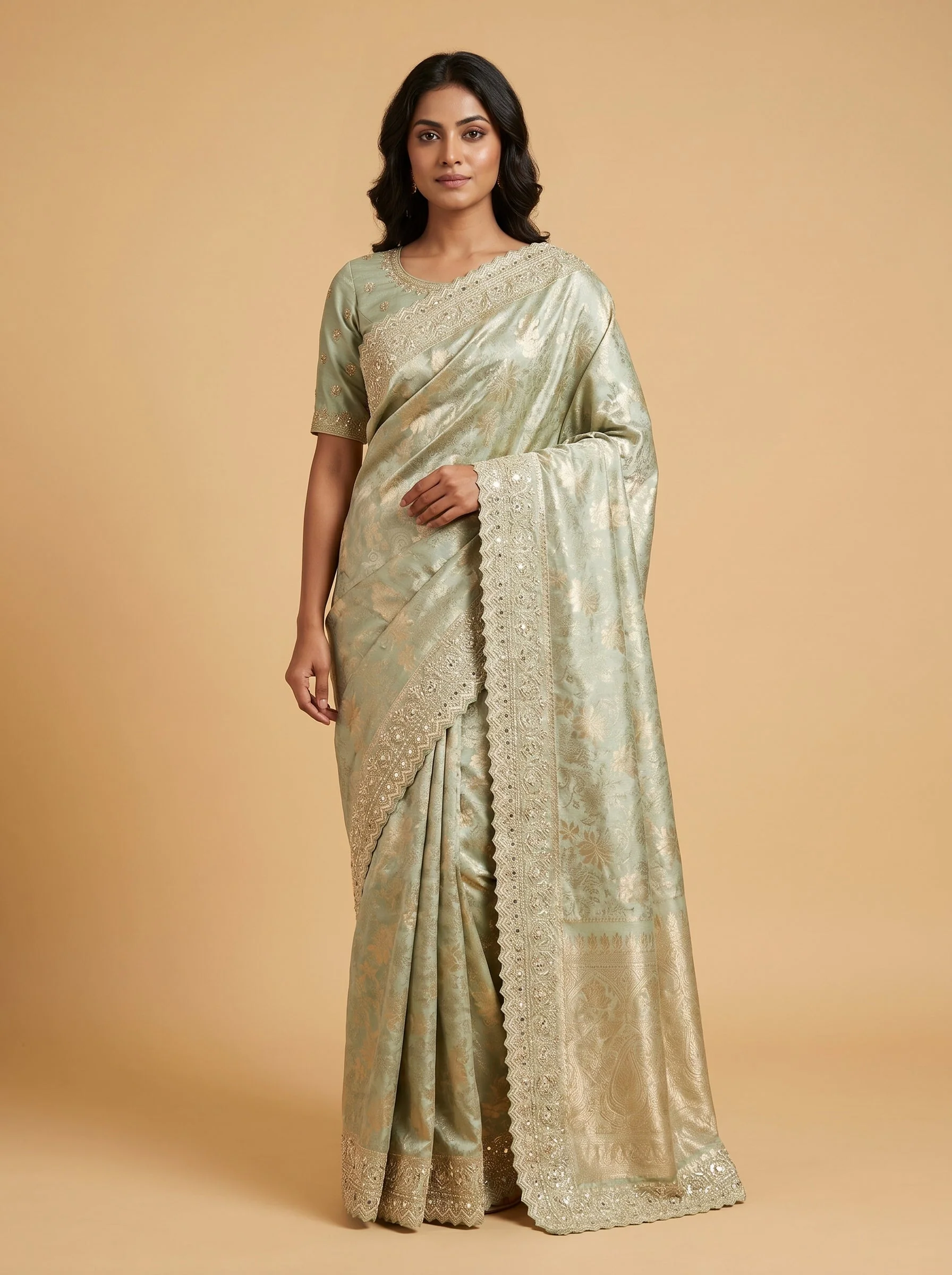 Mint Leaf Glow Saree