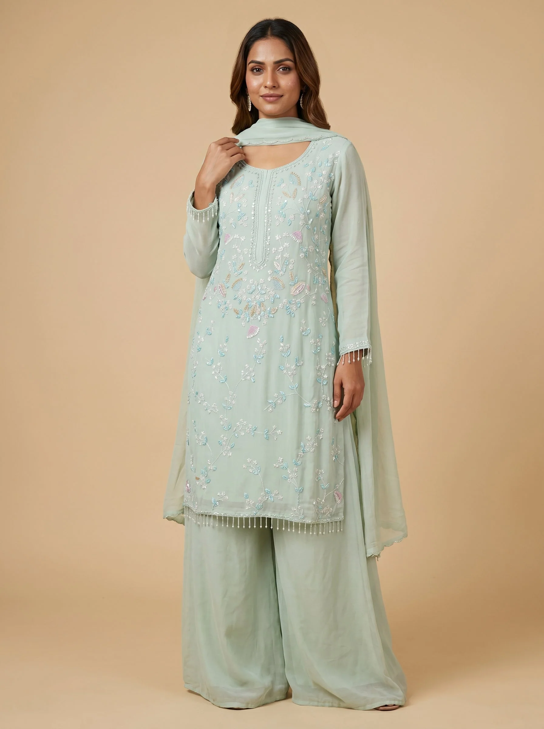 Mint Leaf Green Palazzo Set