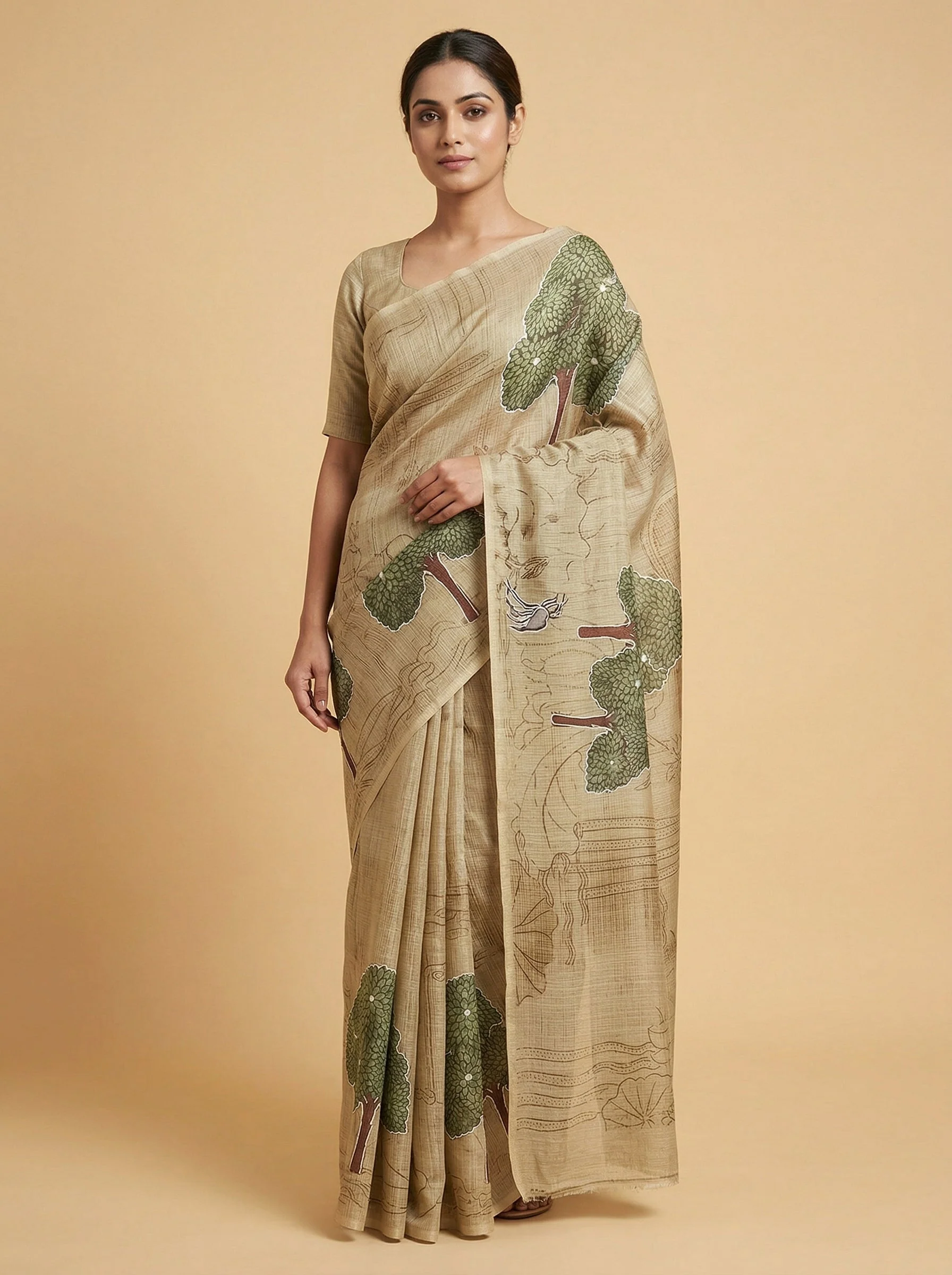 Mint Pista Printed Saree