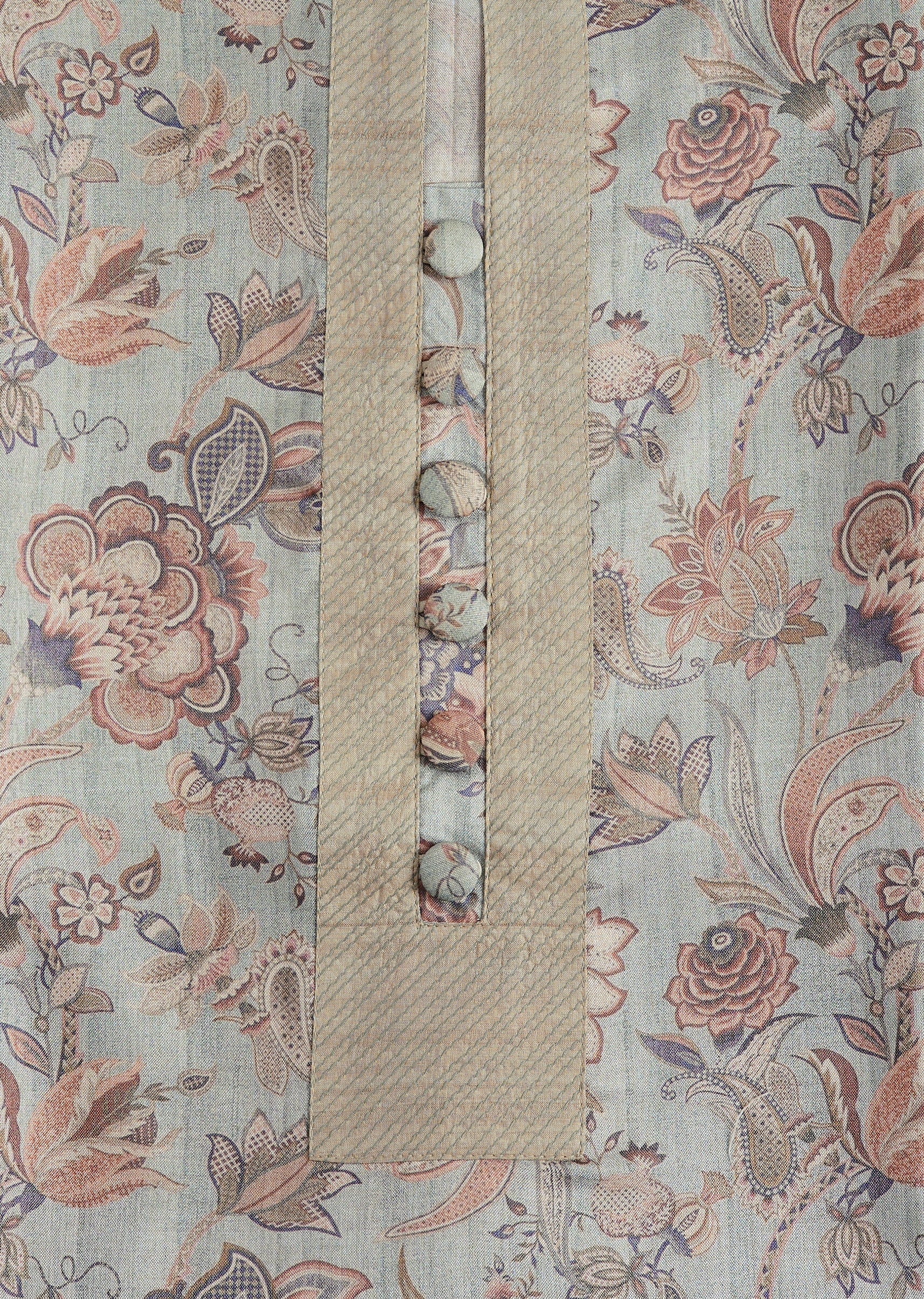 Mint Sea Green Cotton Printed Unstitched Suit Set - Image 2