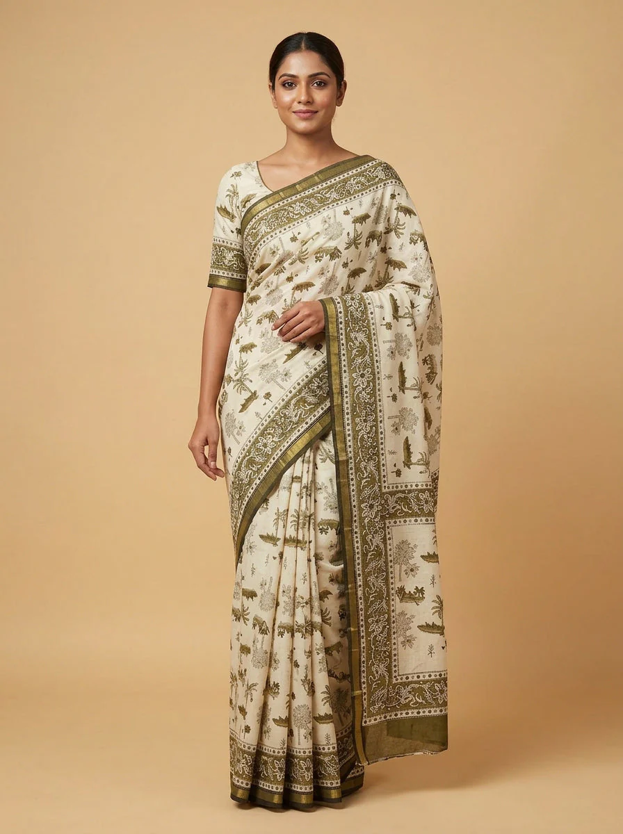 Mist Grey Soft Minimal Saree