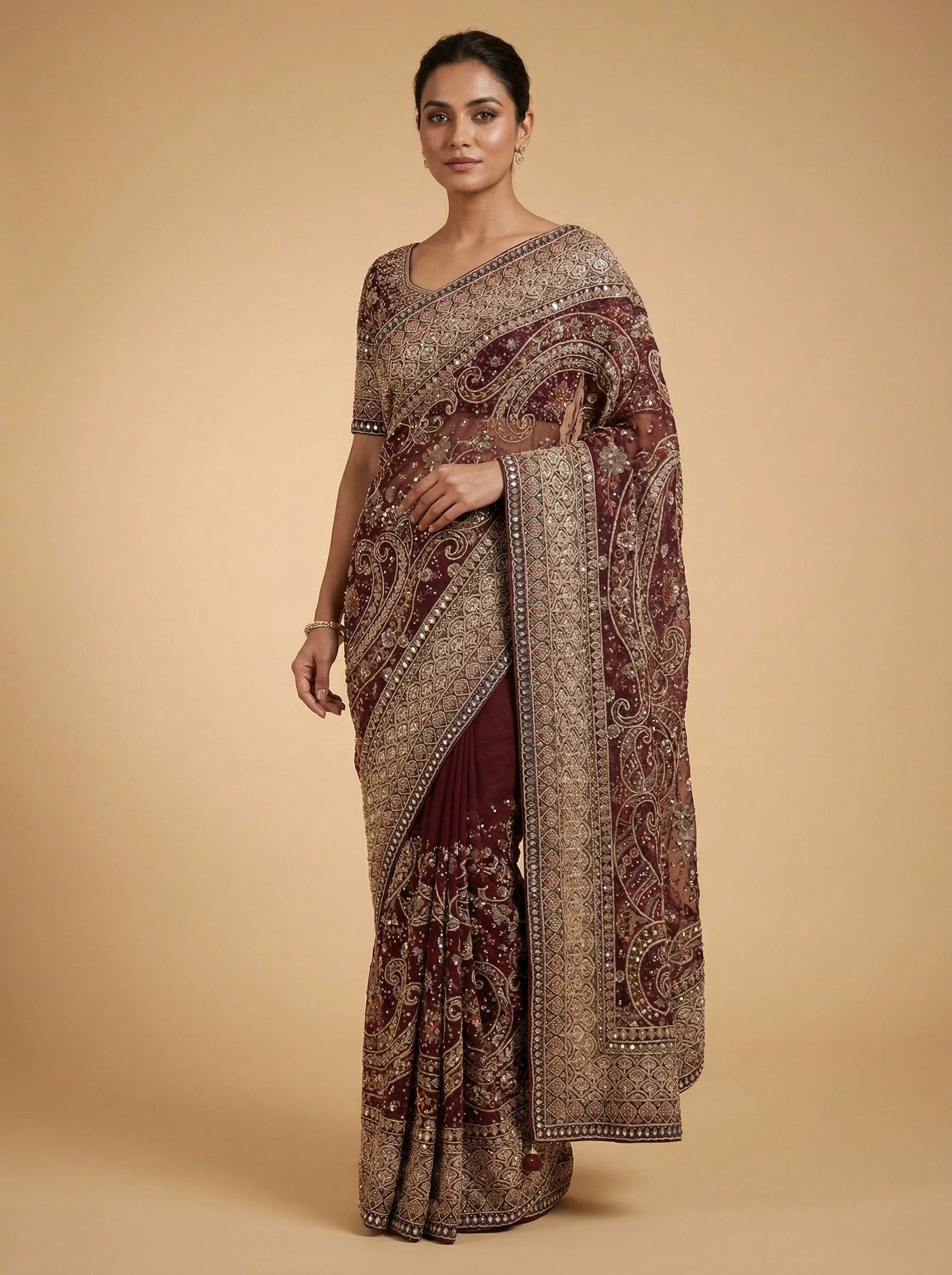 Mocha Brown Luxe Saree