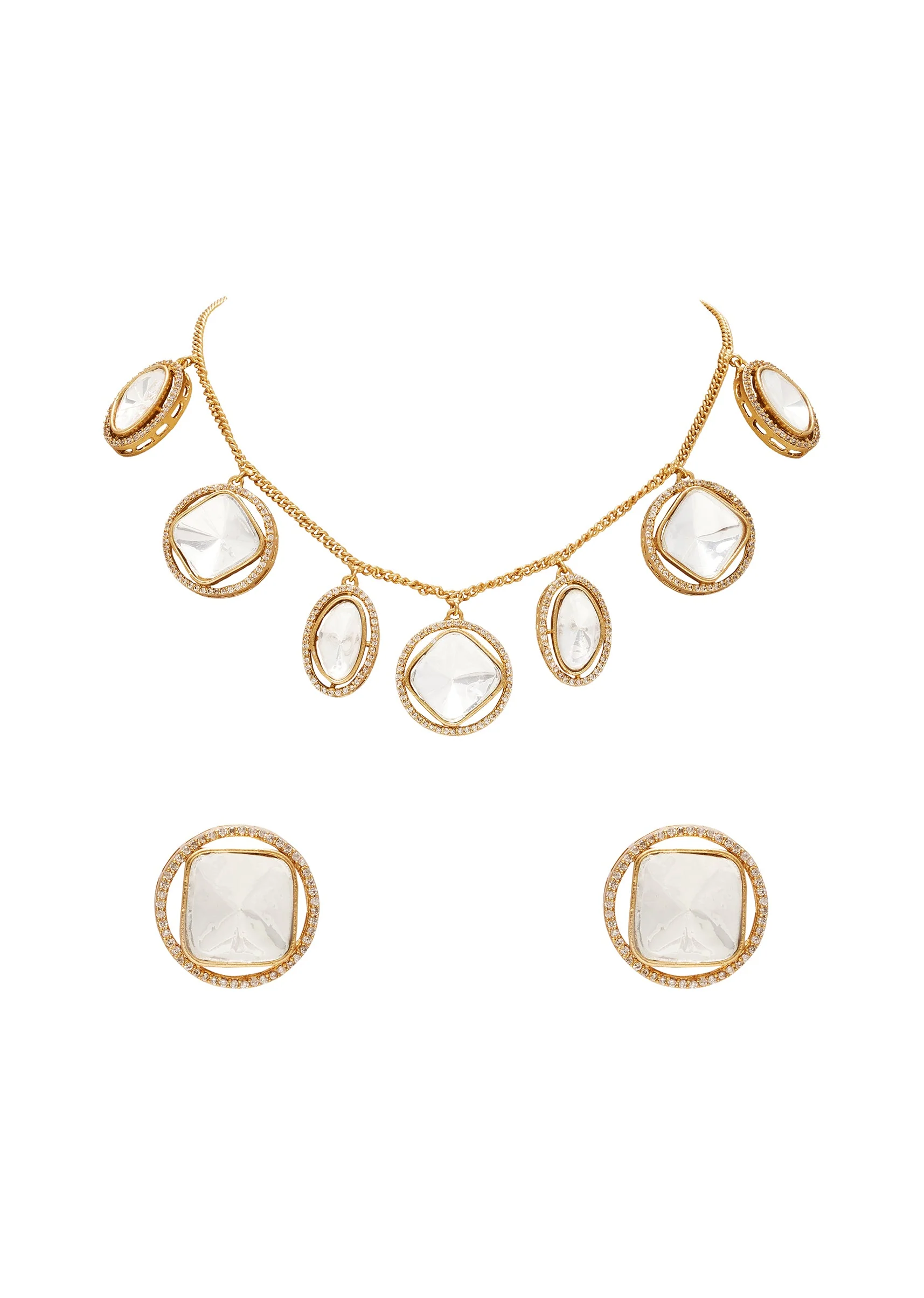 Modern Gold Zirconia Necklace Set - Image 2