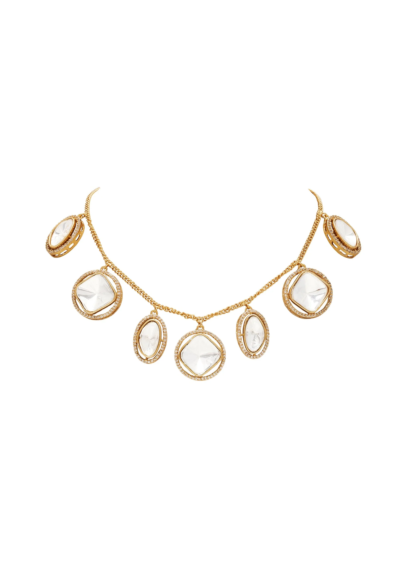 Modern Gold Zirconia Necklace Set - Image 3