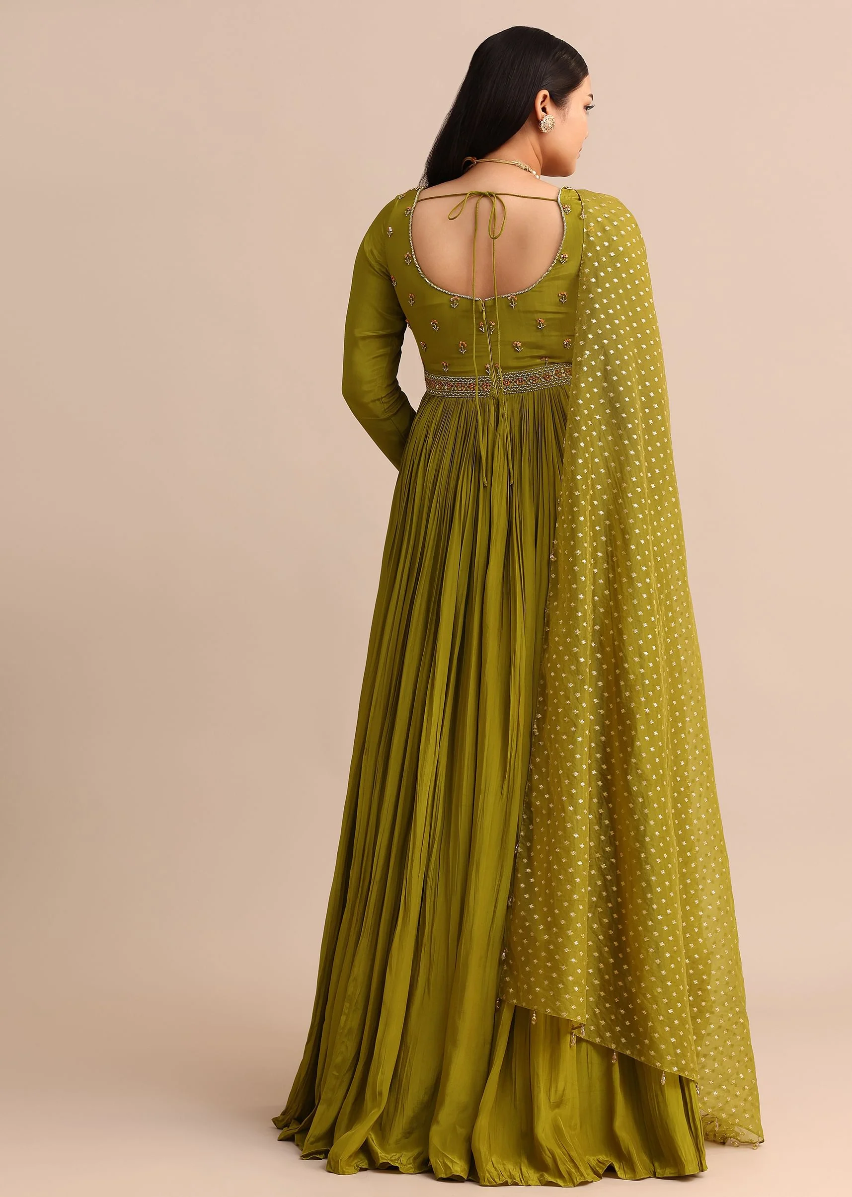 Moss Green Embroidered Anarakali Set - Image 5