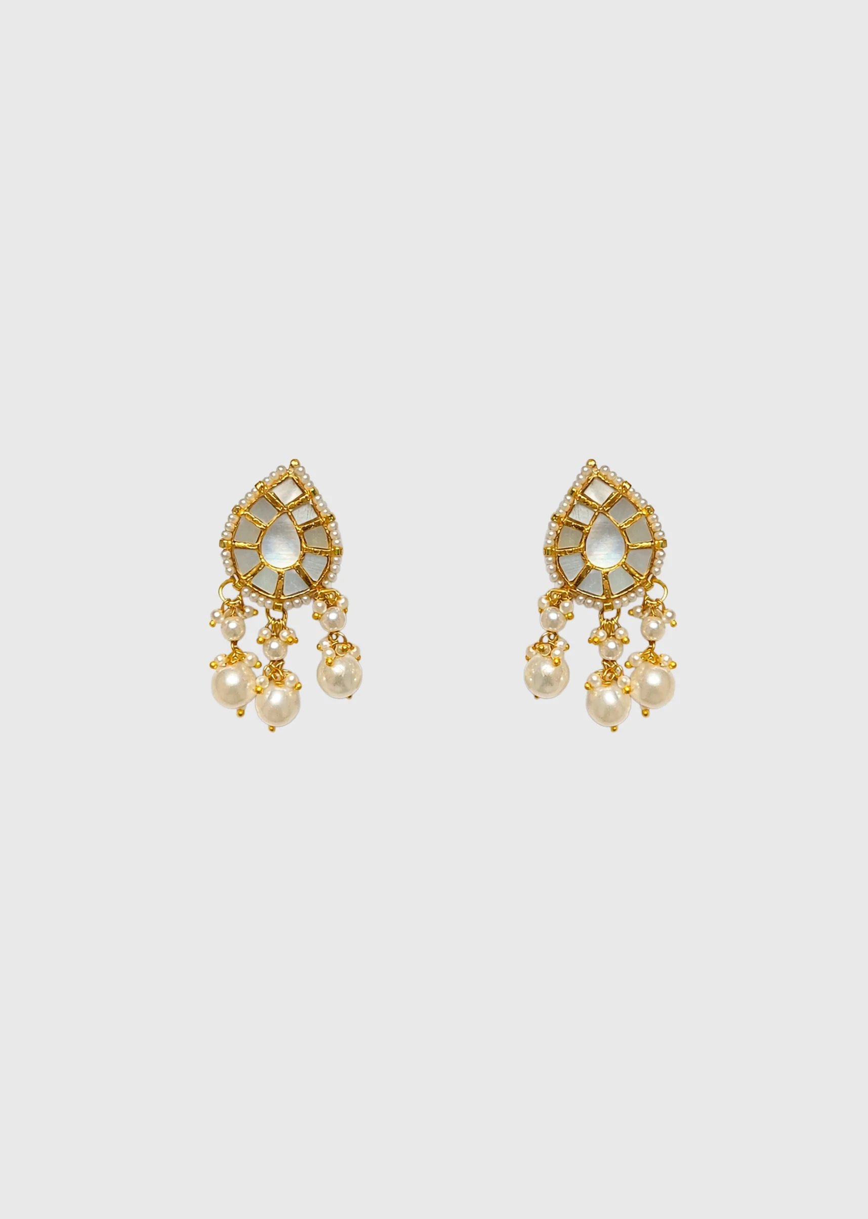 Mother Of Pearl And Kundan Long Necklace Set - Image 3