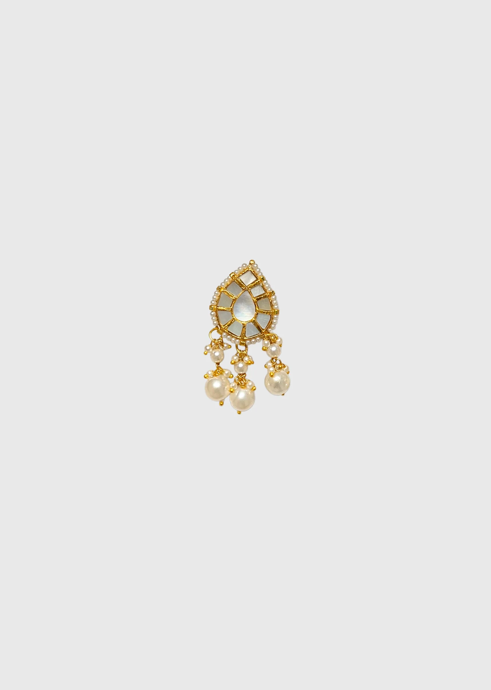 Mother Of Pearl And Kundan Long Necklace Set - Image 4