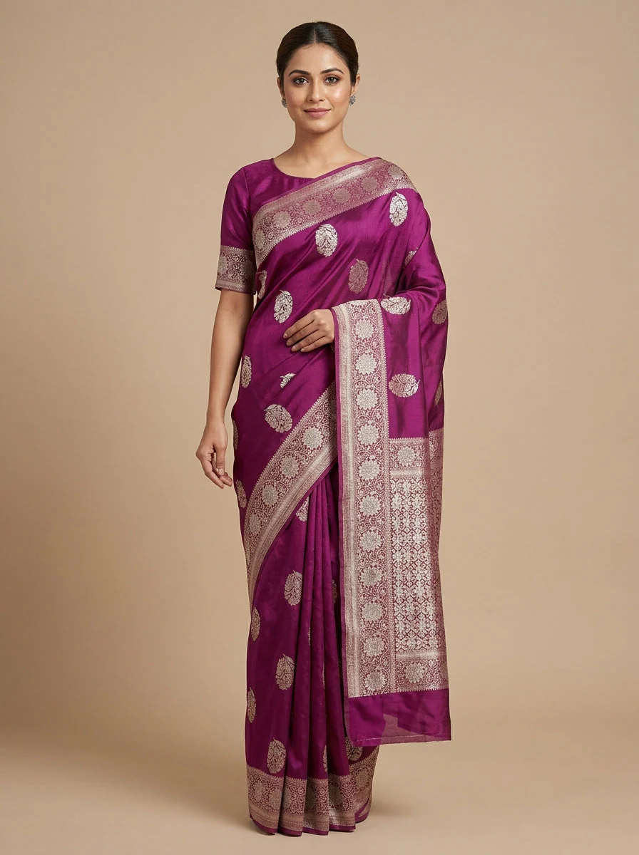 Mulberry Maroon Deep Luxe Handloom Saree