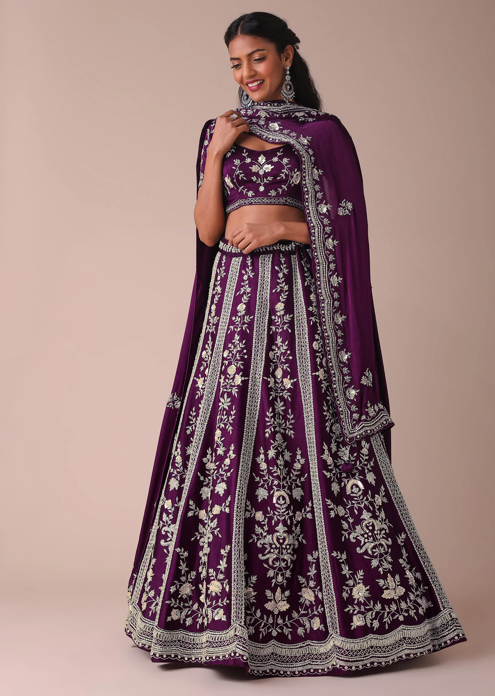 Mulberry Purple Lehenga With Handwork Embroidery - Image 6