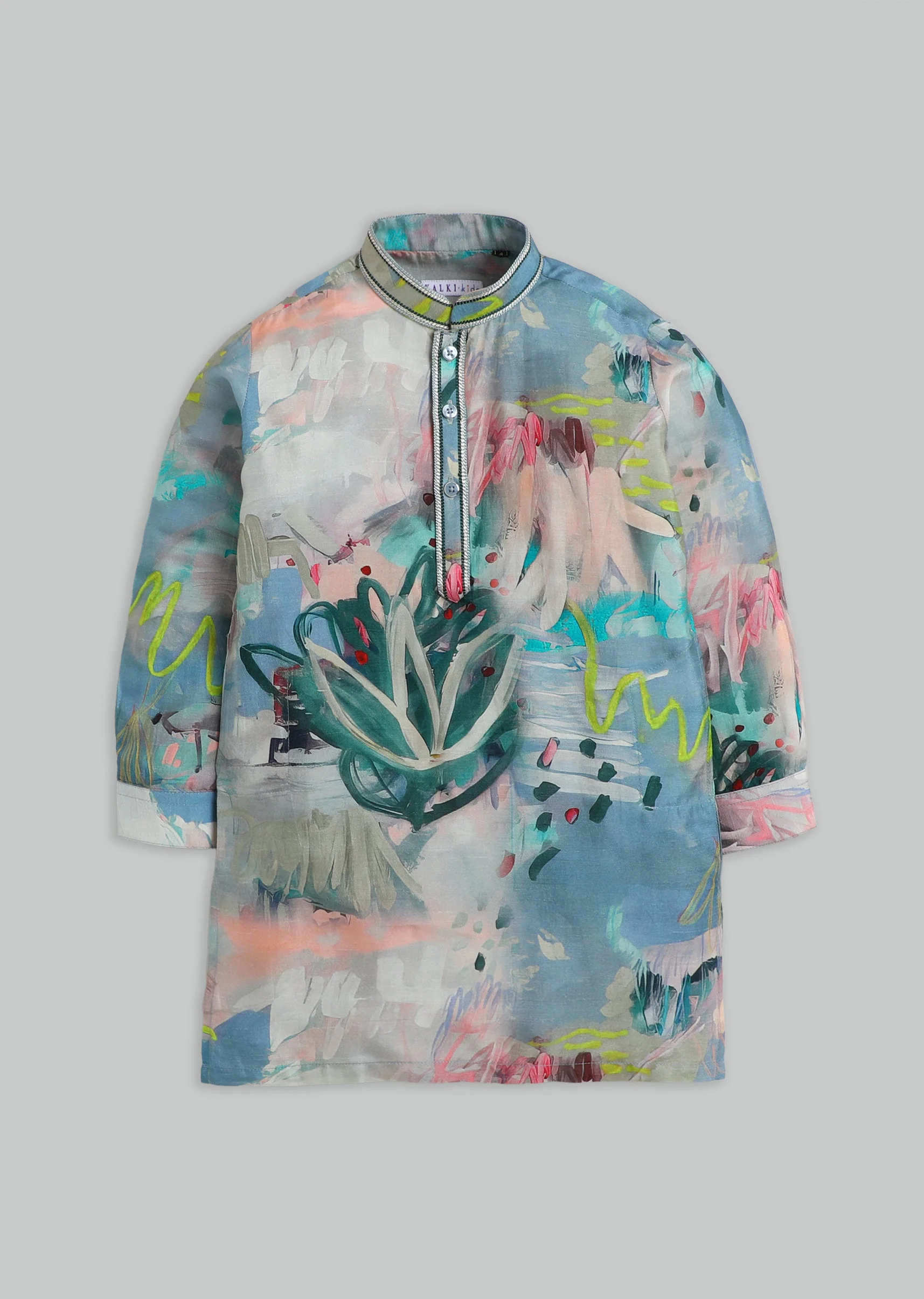 Multi Abstract Printed Kurta Set For Boys - Image 2