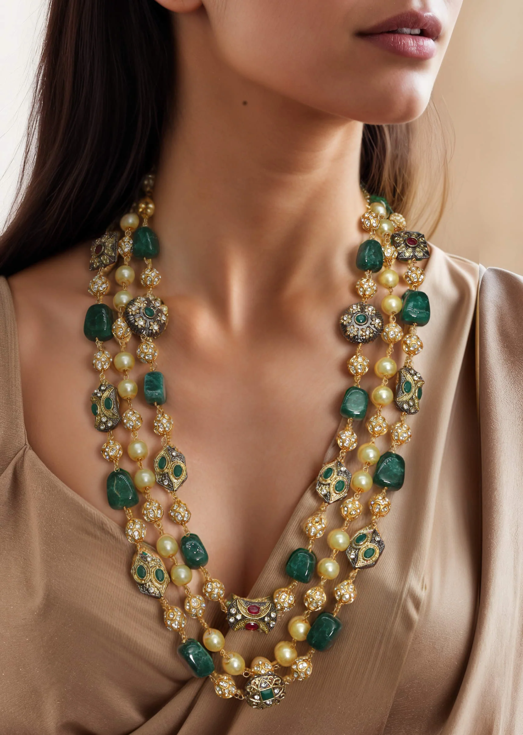 Multi Beads Layered Necklace