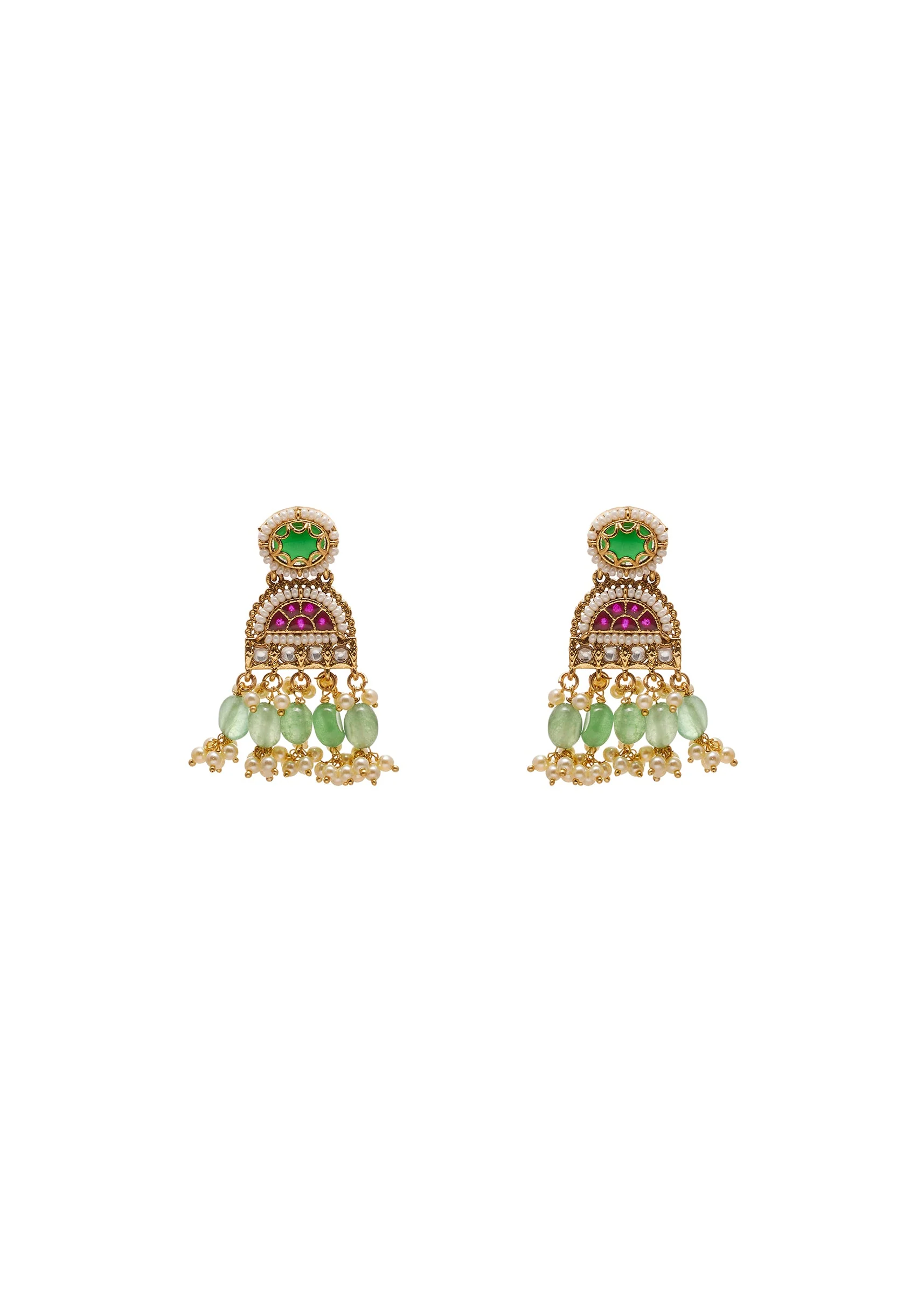 Multi Colour And Green Stone Kundan Necklace Set - Image 3