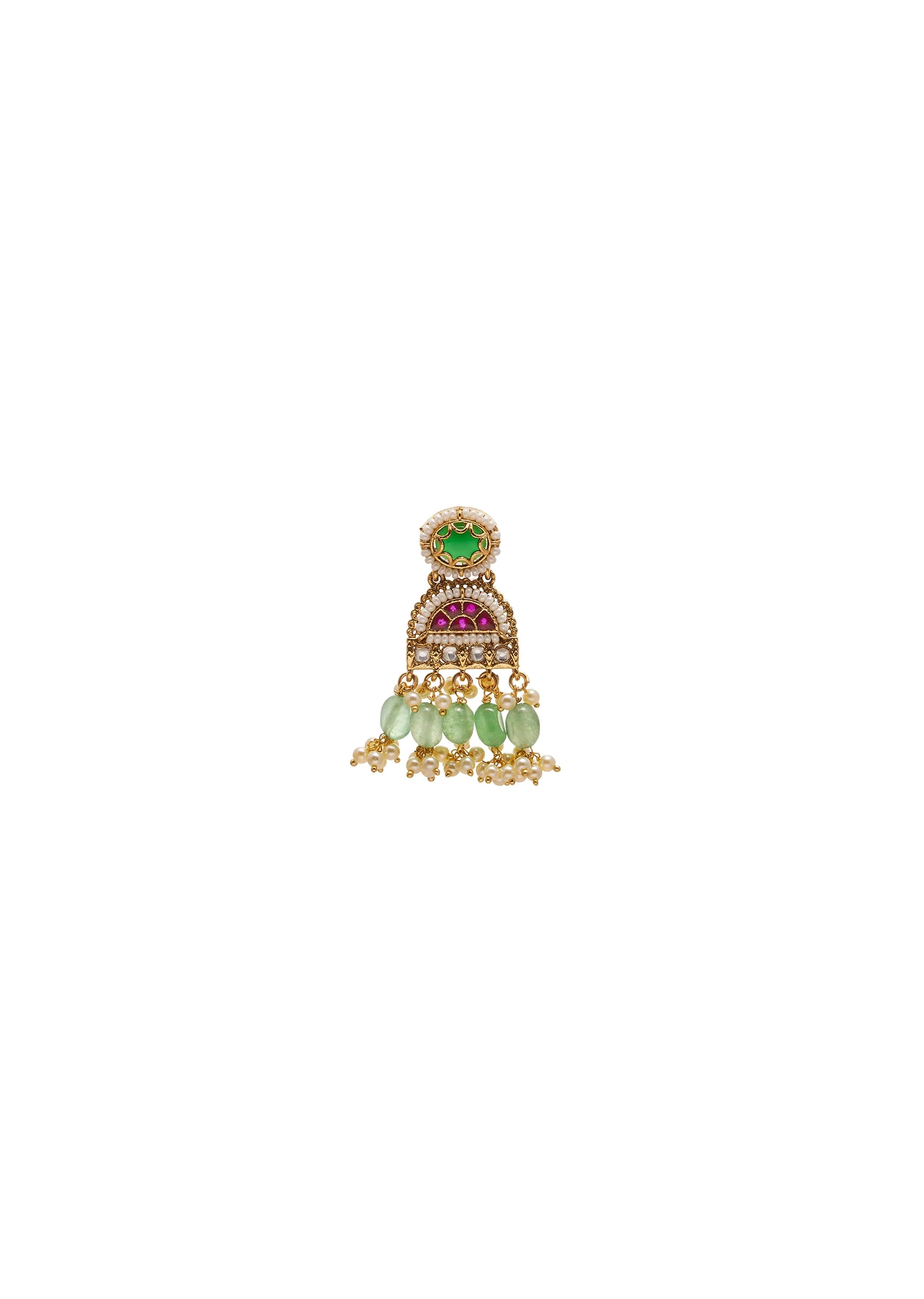 Multi Colour And Green Stone Kundan Necklace Set - Image 4