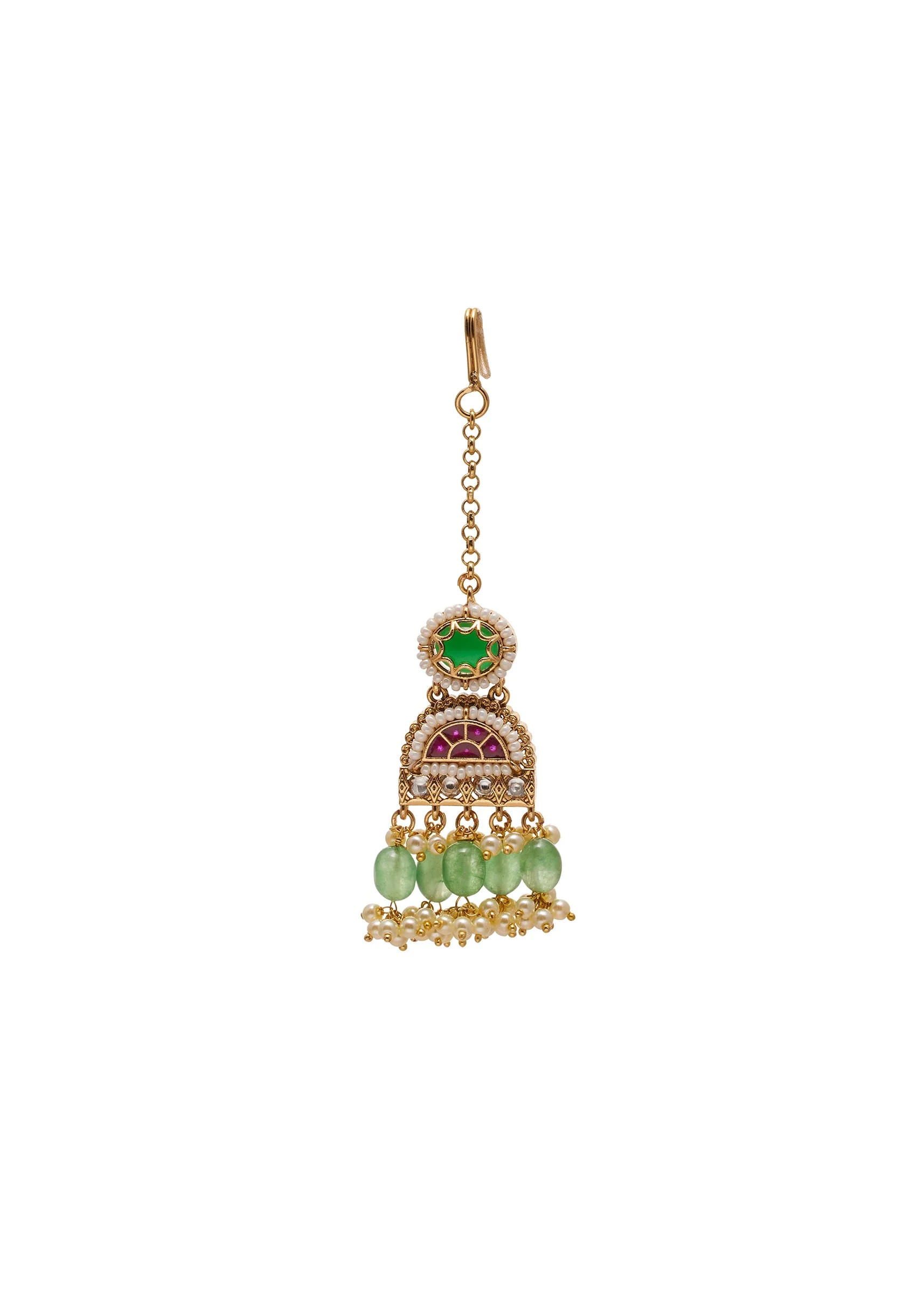 Multi Colour And Green Stone Kundan Necklace Set - Image 5