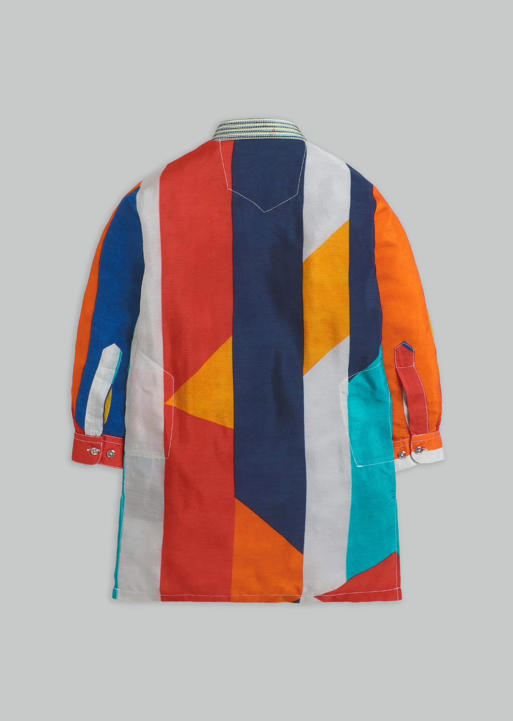 Multi Colour Blocked Kurta Set For Boys - Image 3