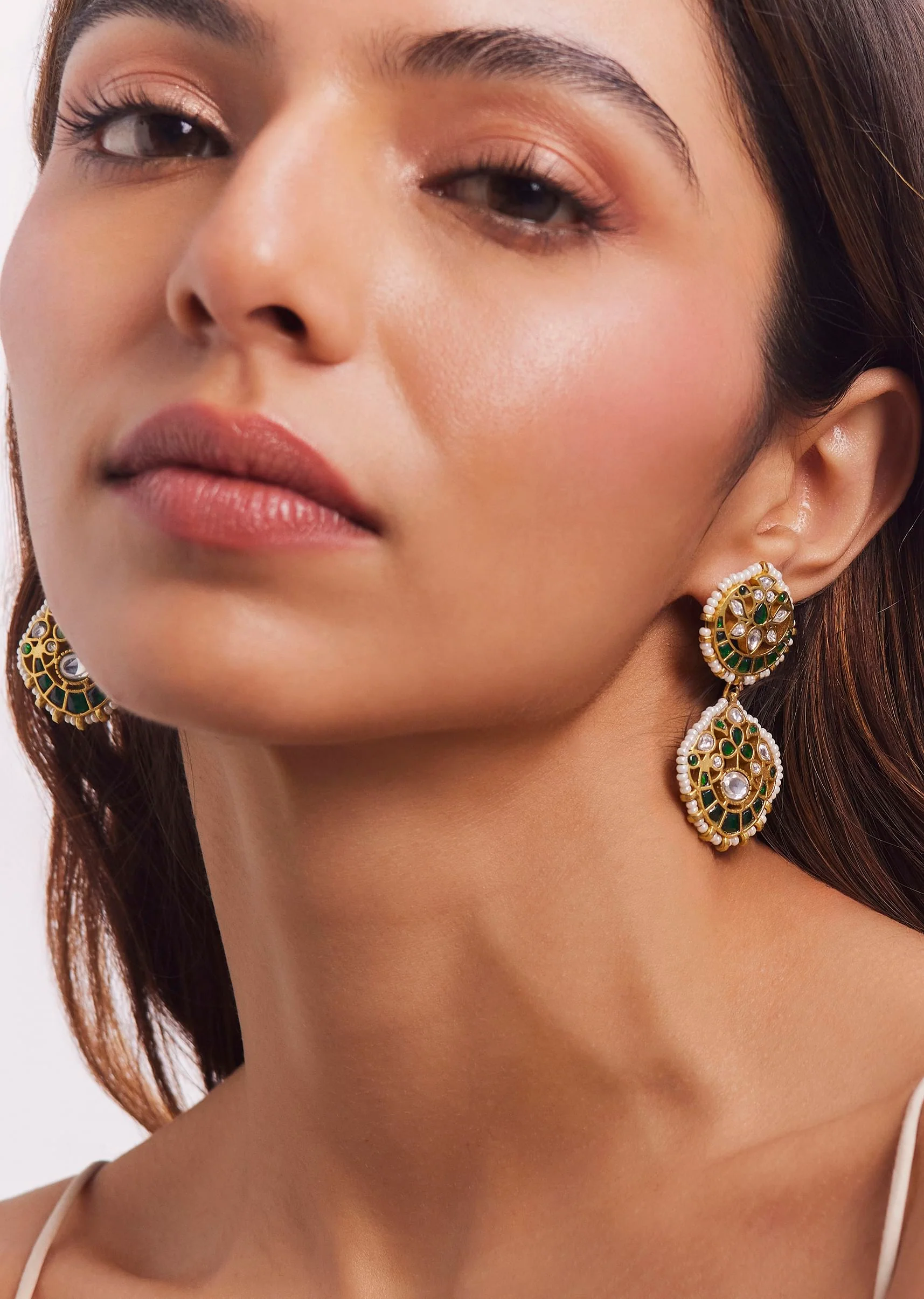 Multi Colour Kundan And Polki Necklace Set - Image 3