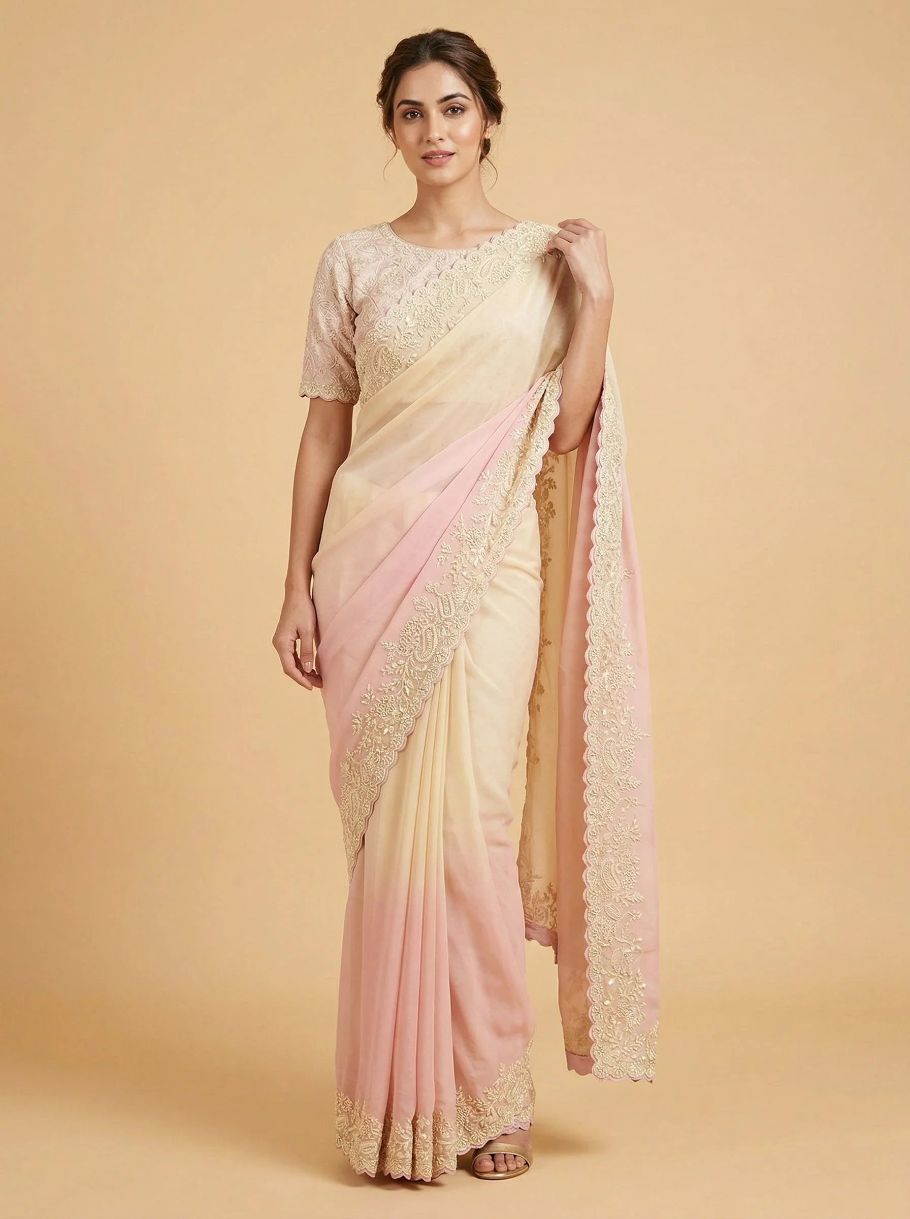 Multi Colour Lively-Tone Embroidered Saree