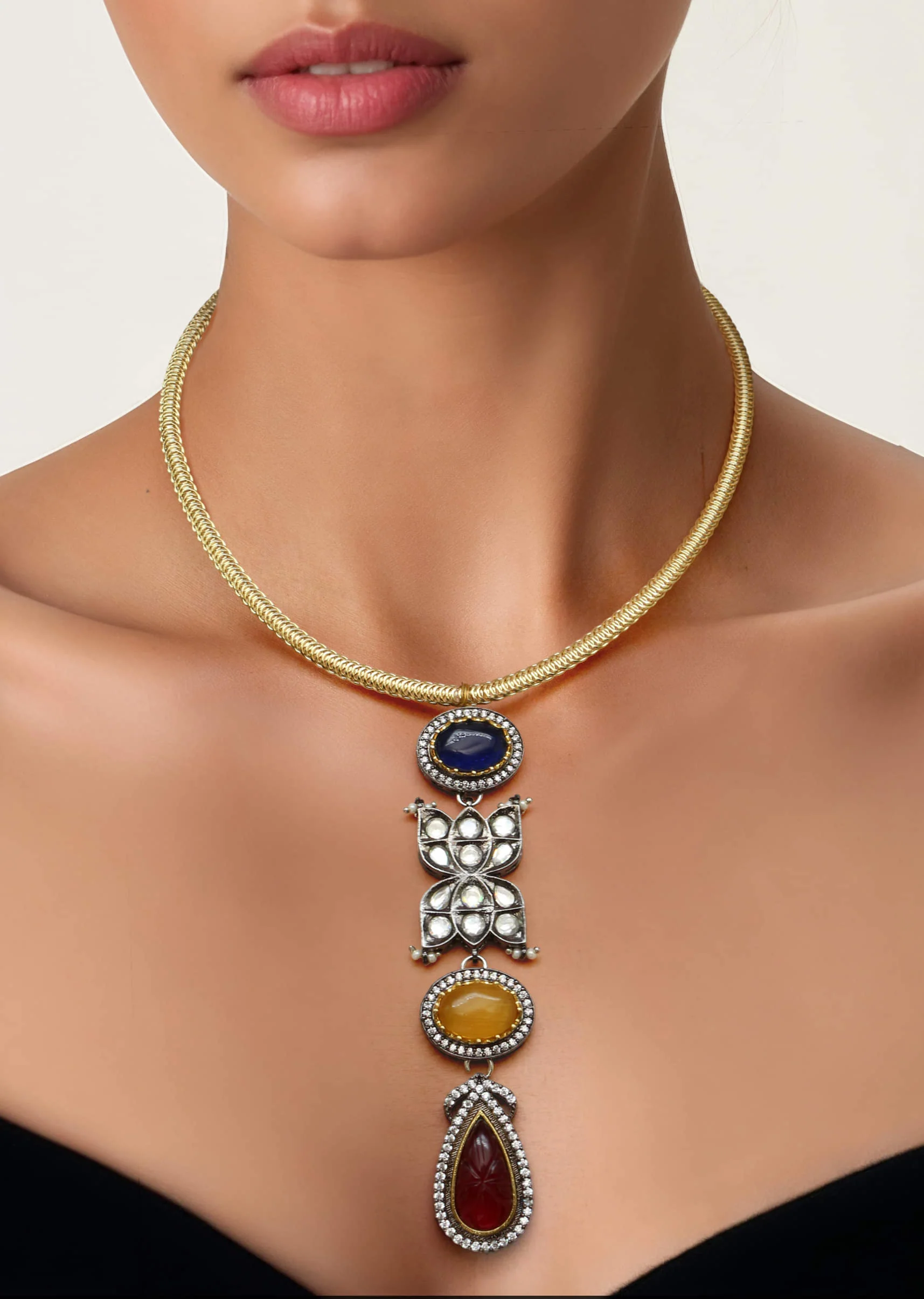 Multi Fusion Geometric Pendant Necklace