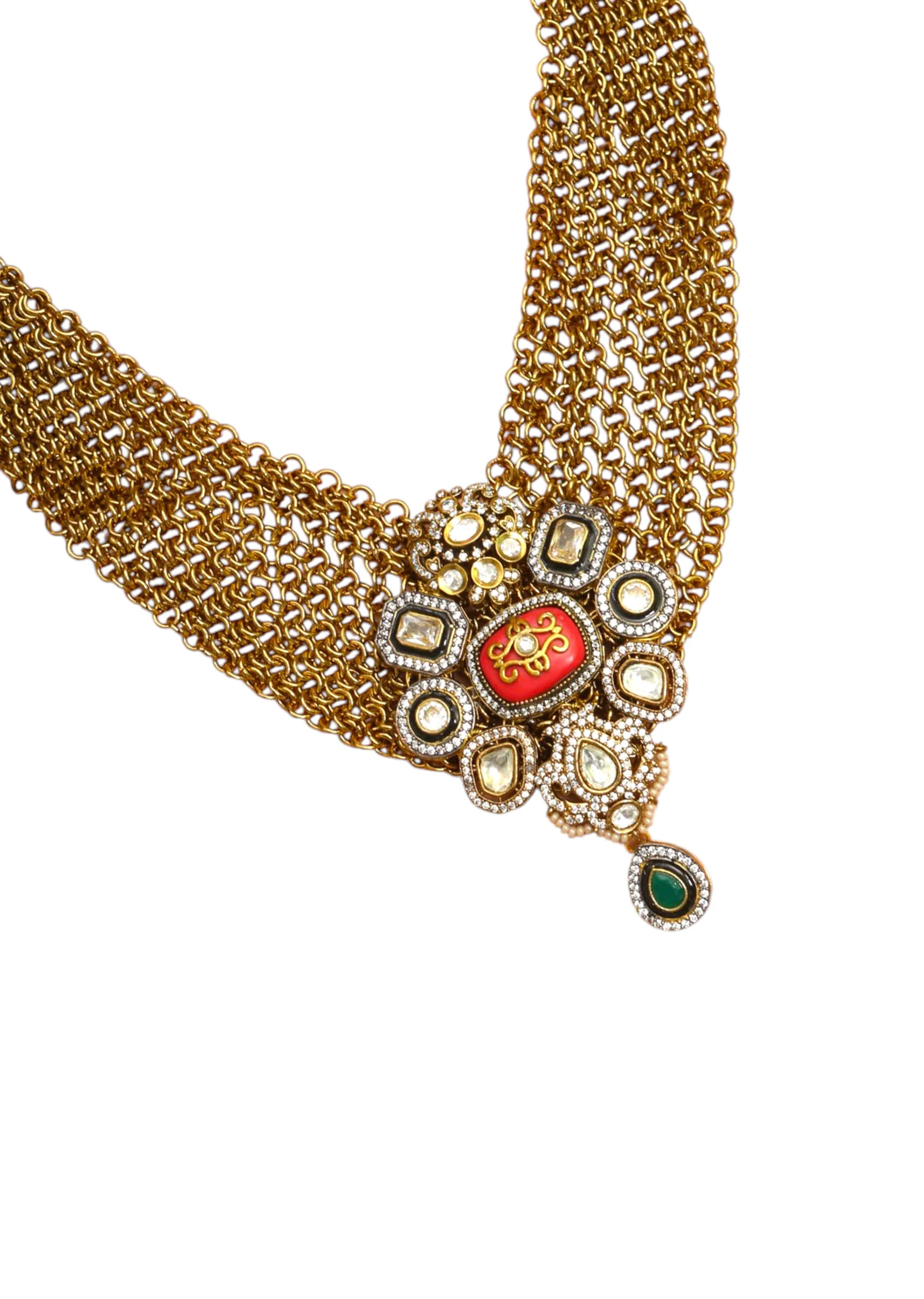 Multi Fusion Stone Pendant Statement Necklace - Image 3