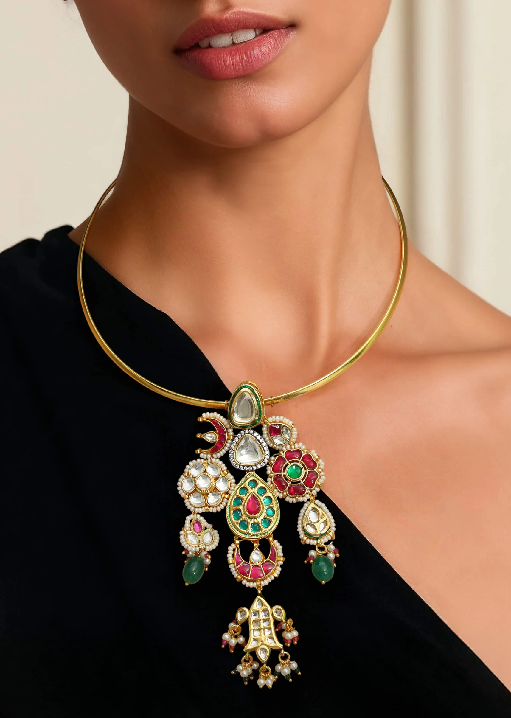 Multi Fusion Tiered Pendant Statement Necklace