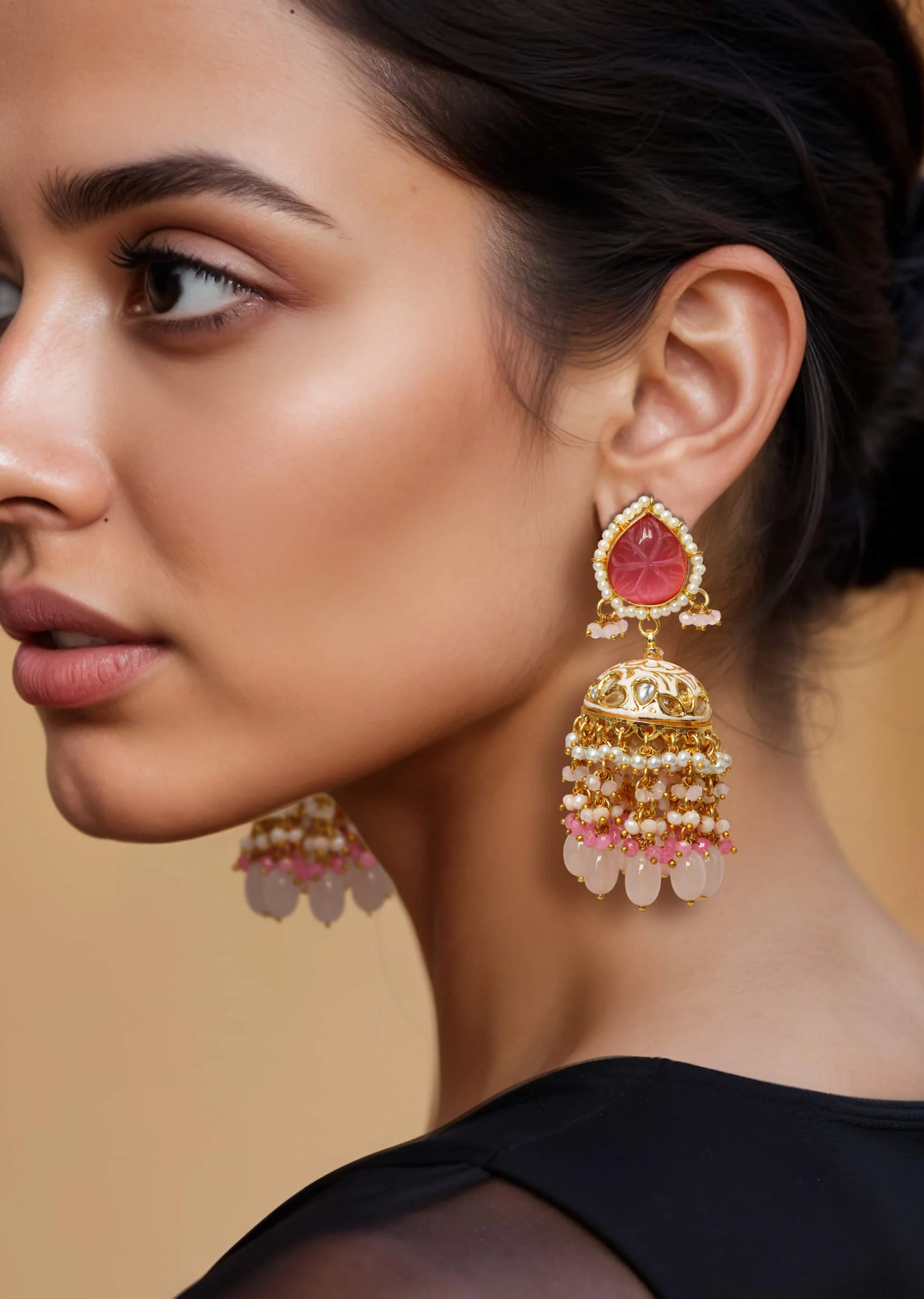 Multi Kundan Bead Drop Danglers