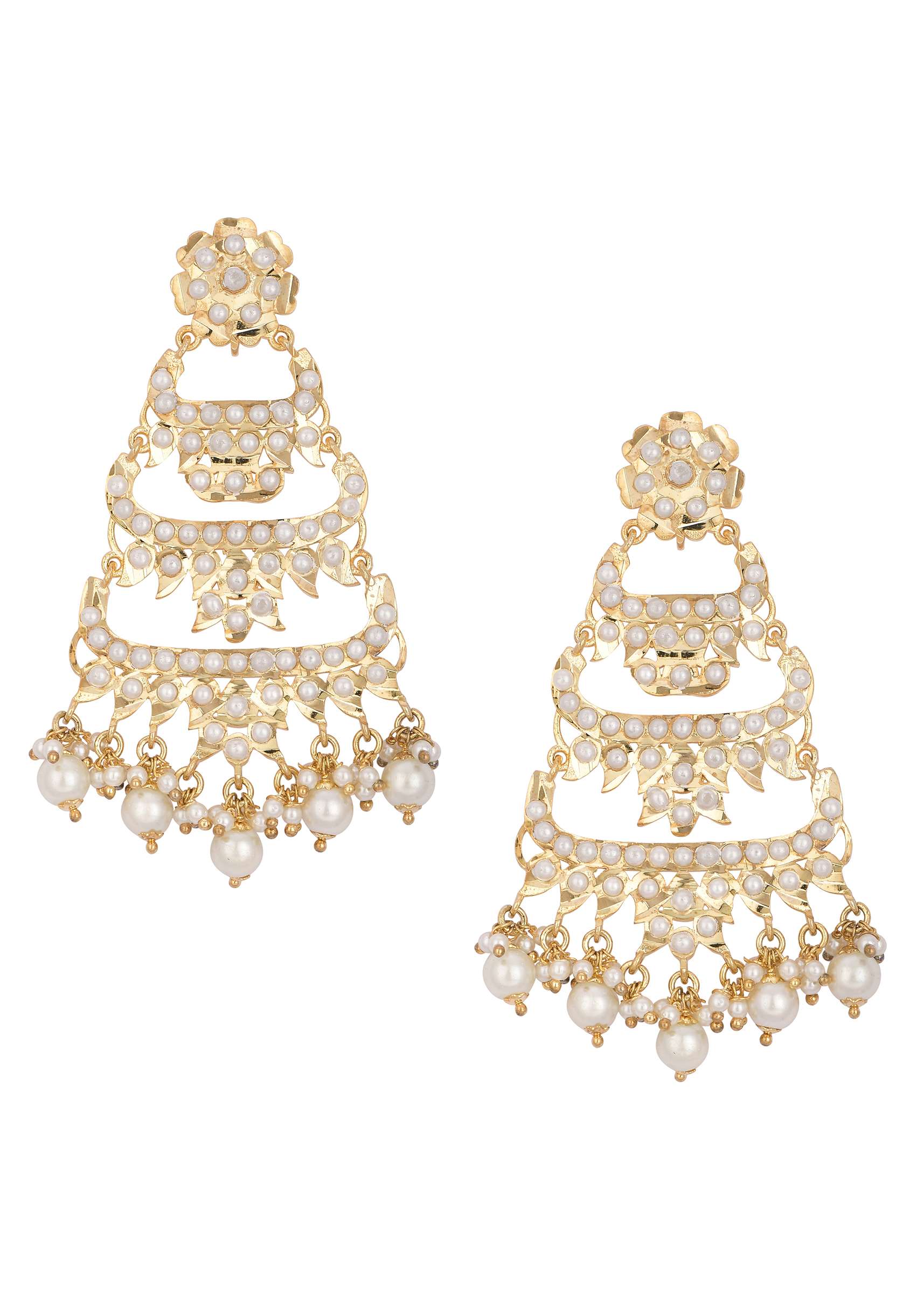 Multi Kundan Choker Set With Tiered Danglers - Image 7