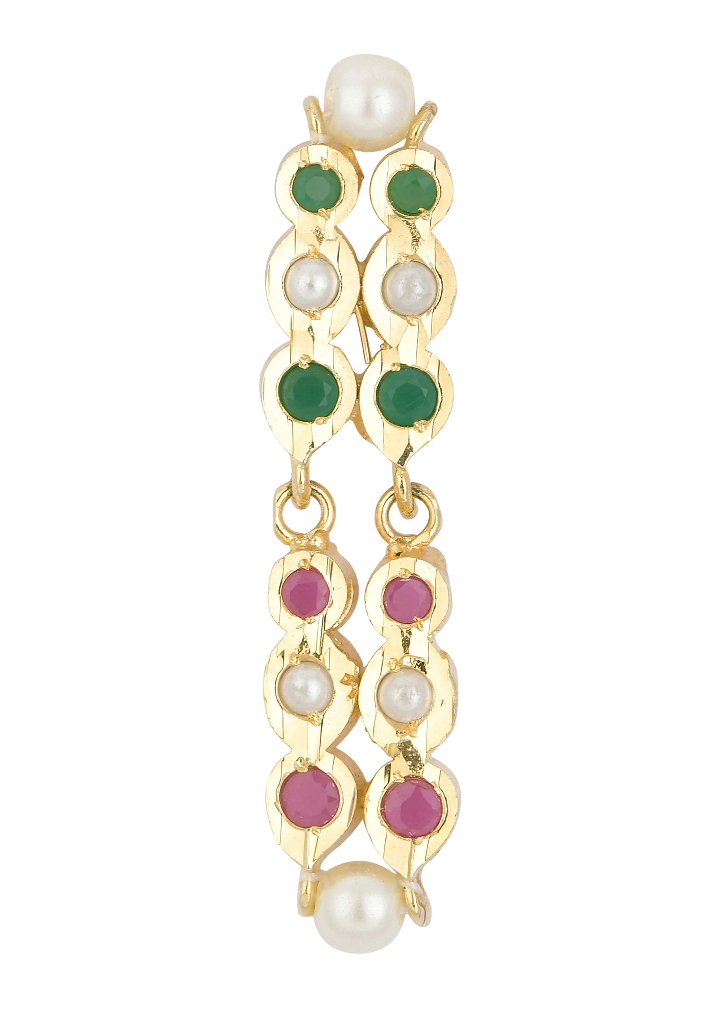 Multi Kundan Choker Set With White Beads - Image 3