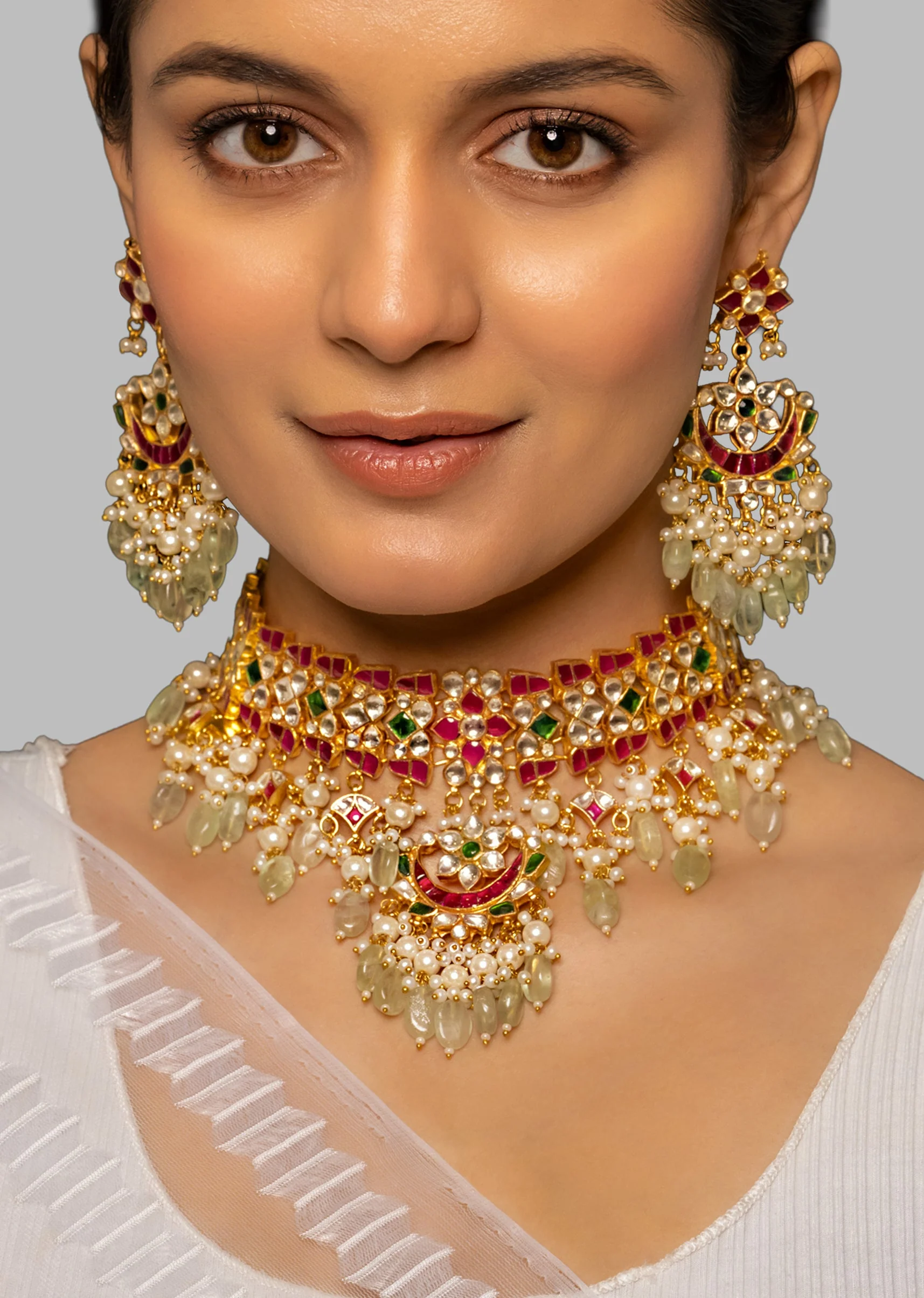 Multi Stone Kundan Necklace Set - Image 2