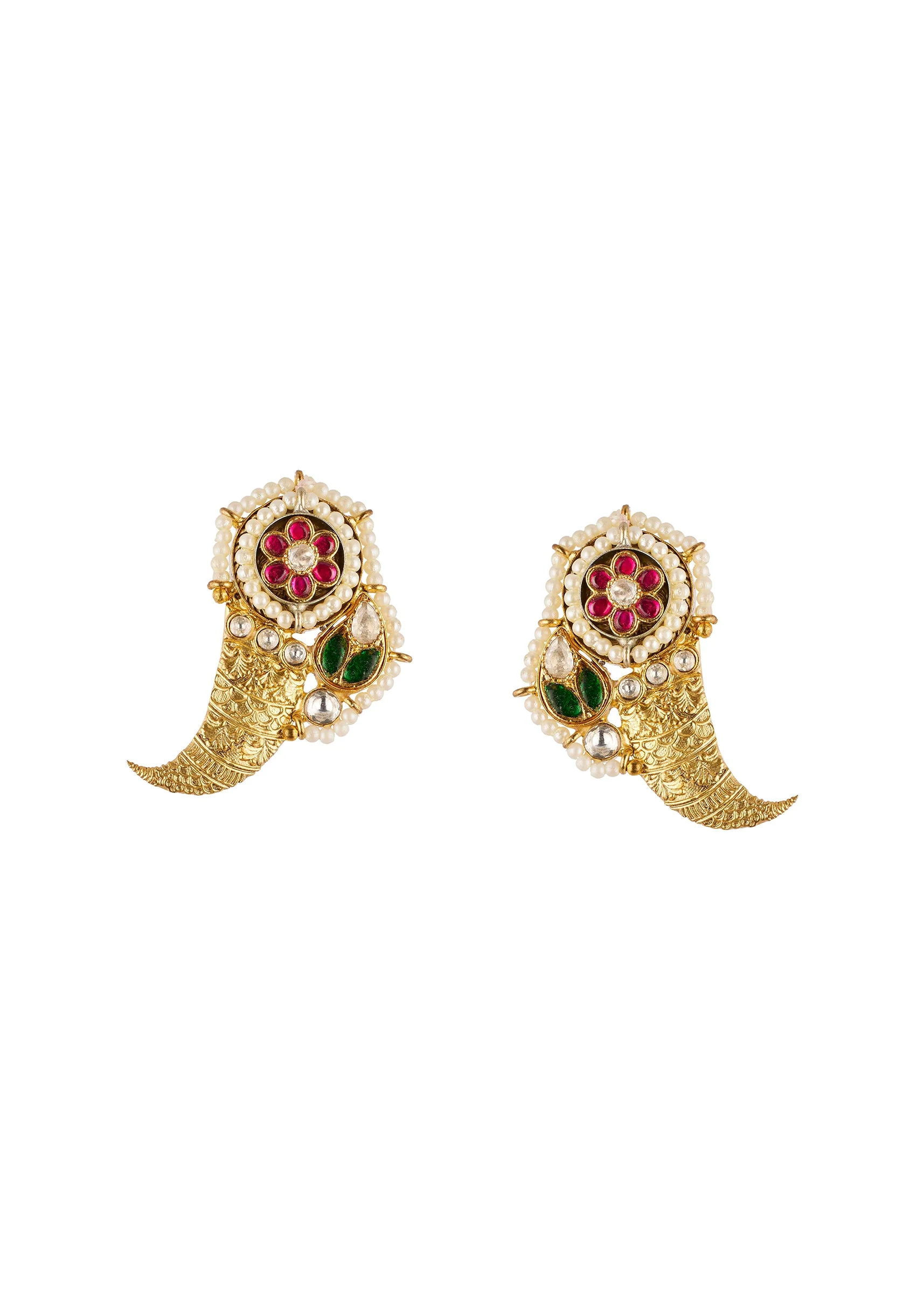 Multi Traditional Gold Kundan Jadau Ring with Stones