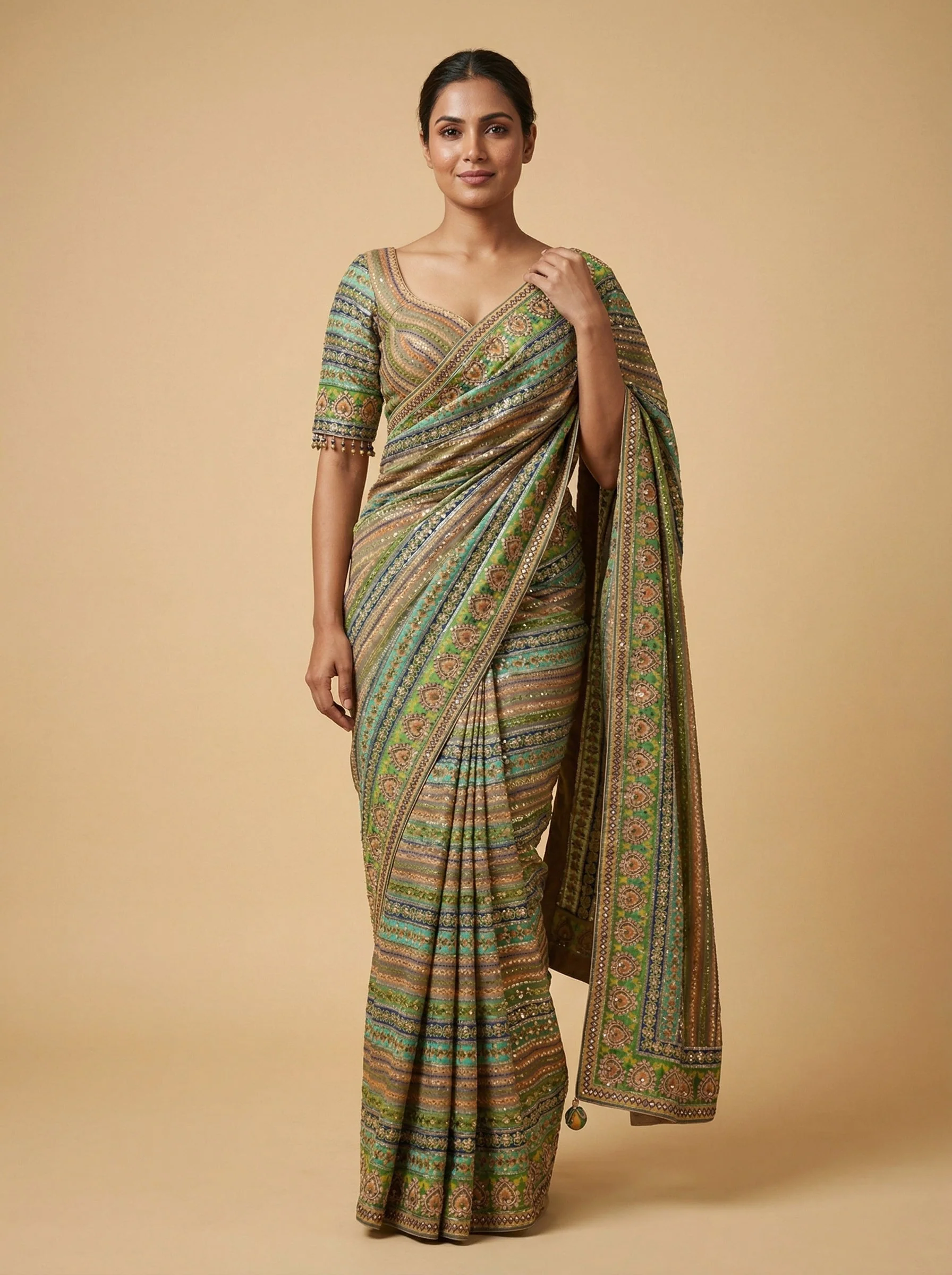 Multi Vivid Embroidered Saree