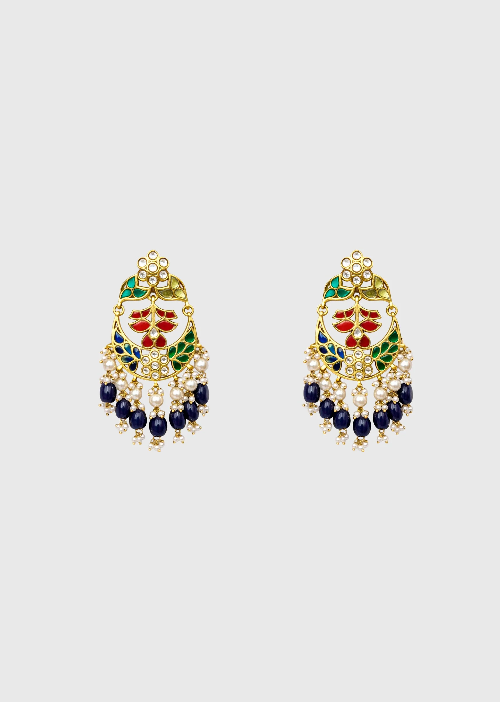 Multicolor Kundan Chandbali Earrings - Image 2