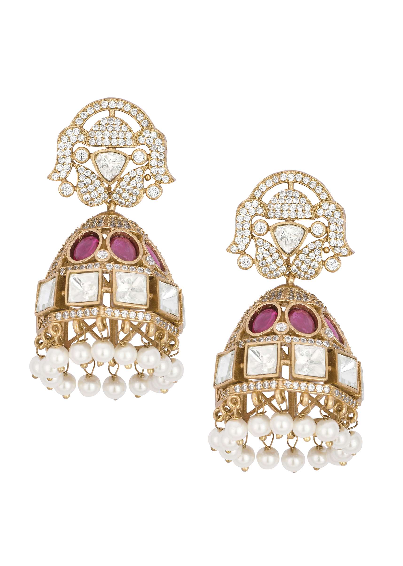 Multicolor Kundan Jhumka Studs - Image 3
