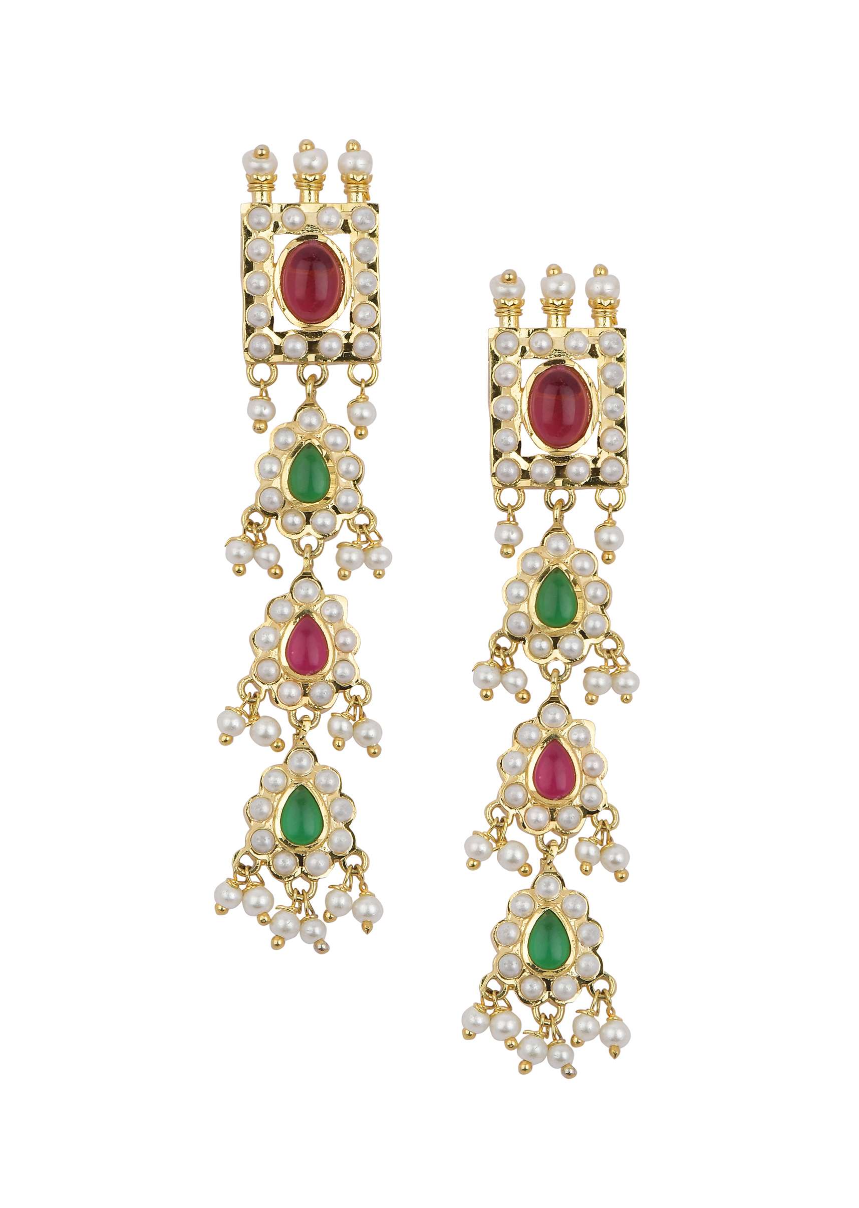 Multicolor Kundan Tiered Choker Set With Teardrop Pendants