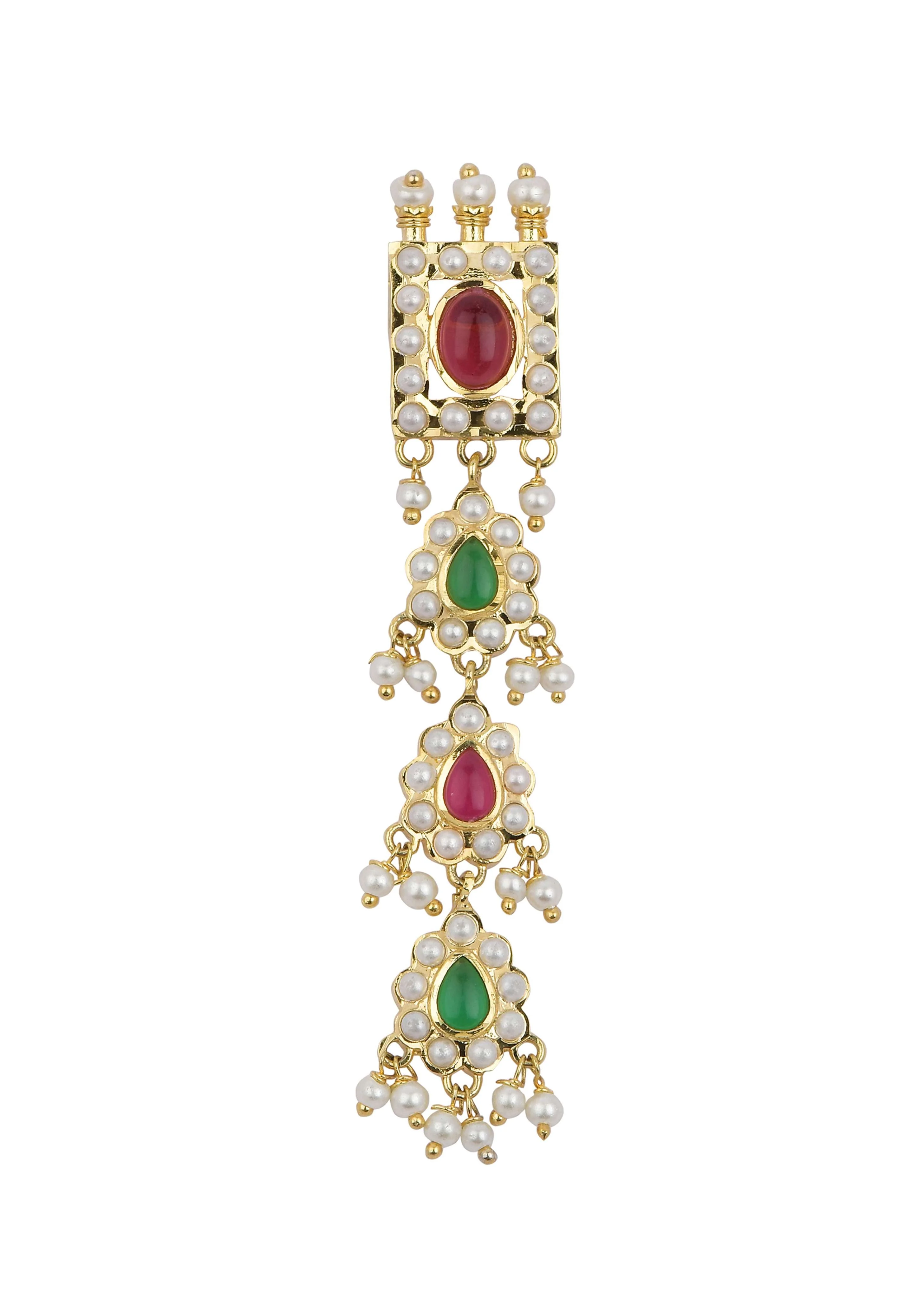 Multicolor Kundan Tiered Choker Set With Teardrop Pendants - Image 2