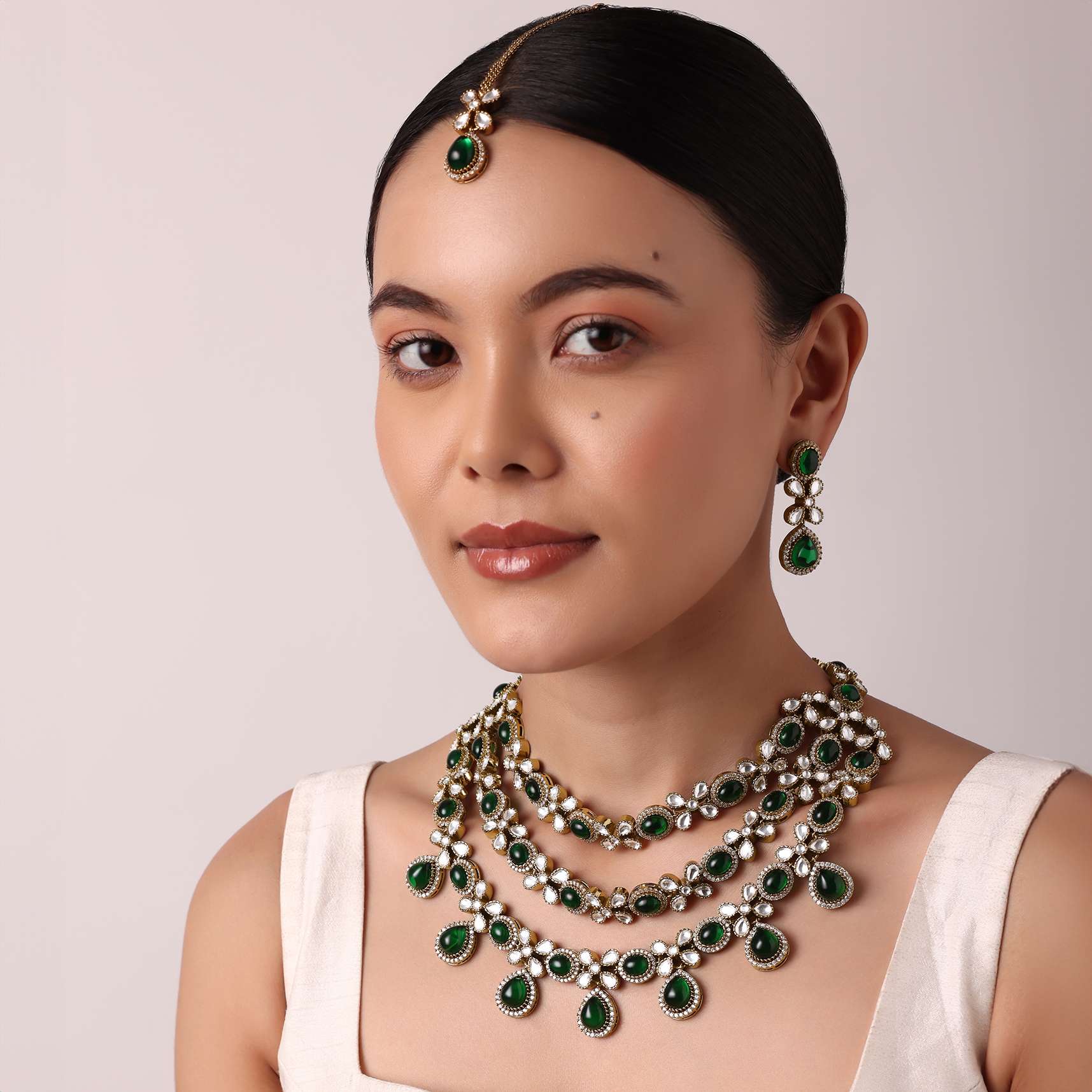 Multicolor Layered Necklace Set With Teardrops - Image 10