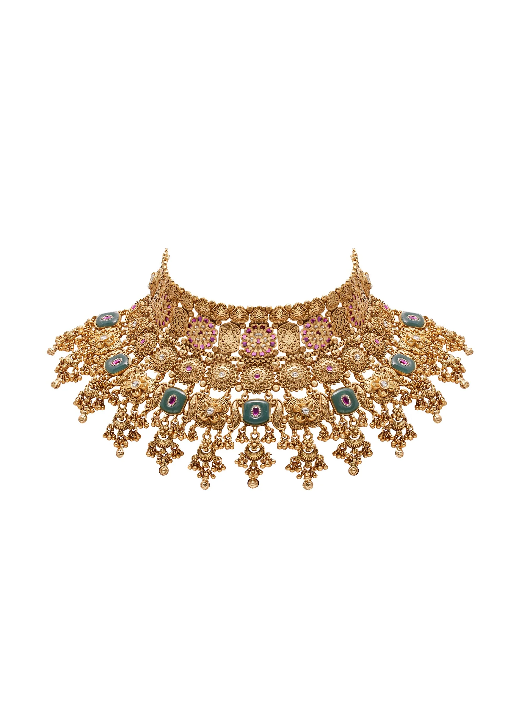 Multicolor Statement Kundan Necklace Set - Image 2