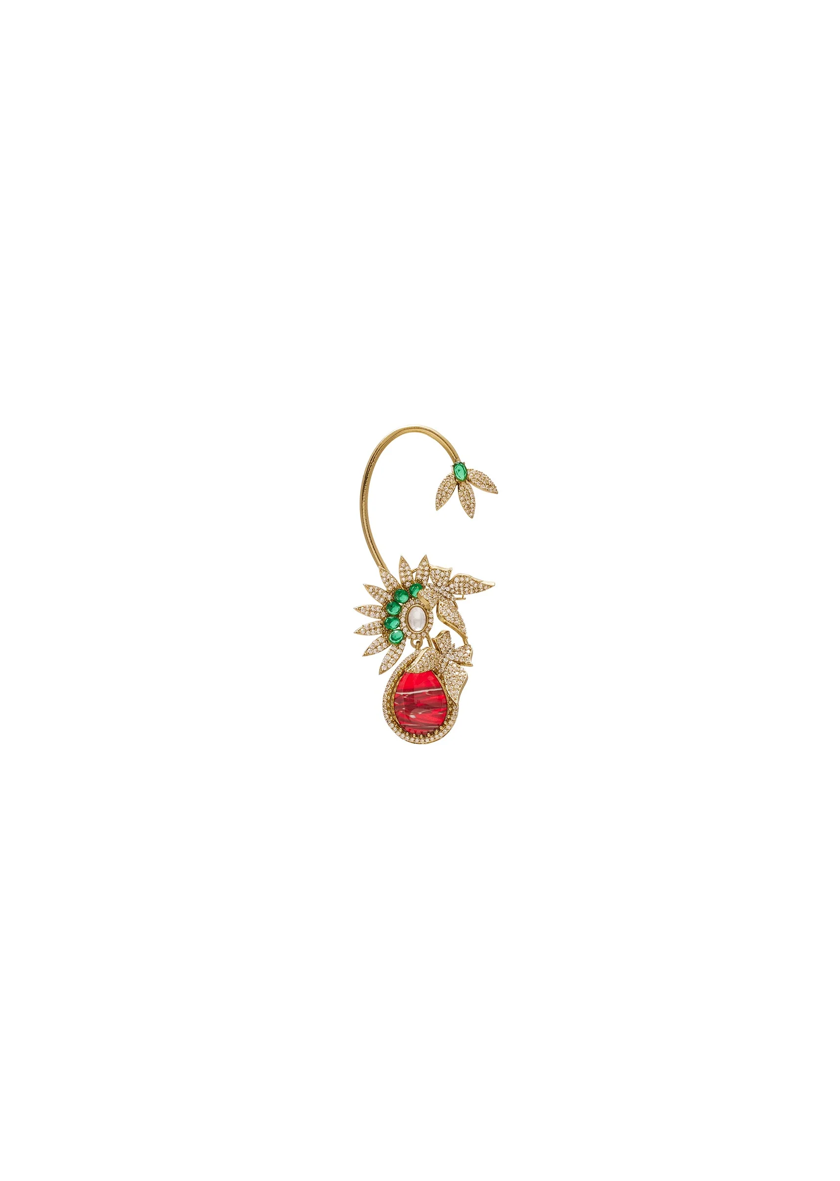 Multicolor Stone Necklace Set with Red Pendant - Image 4