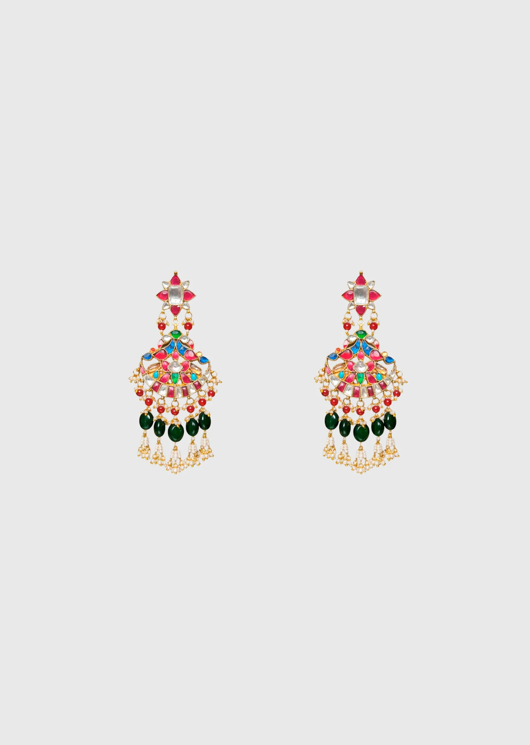 Multicolor Traditional Kundan Necklace Set - Image 3