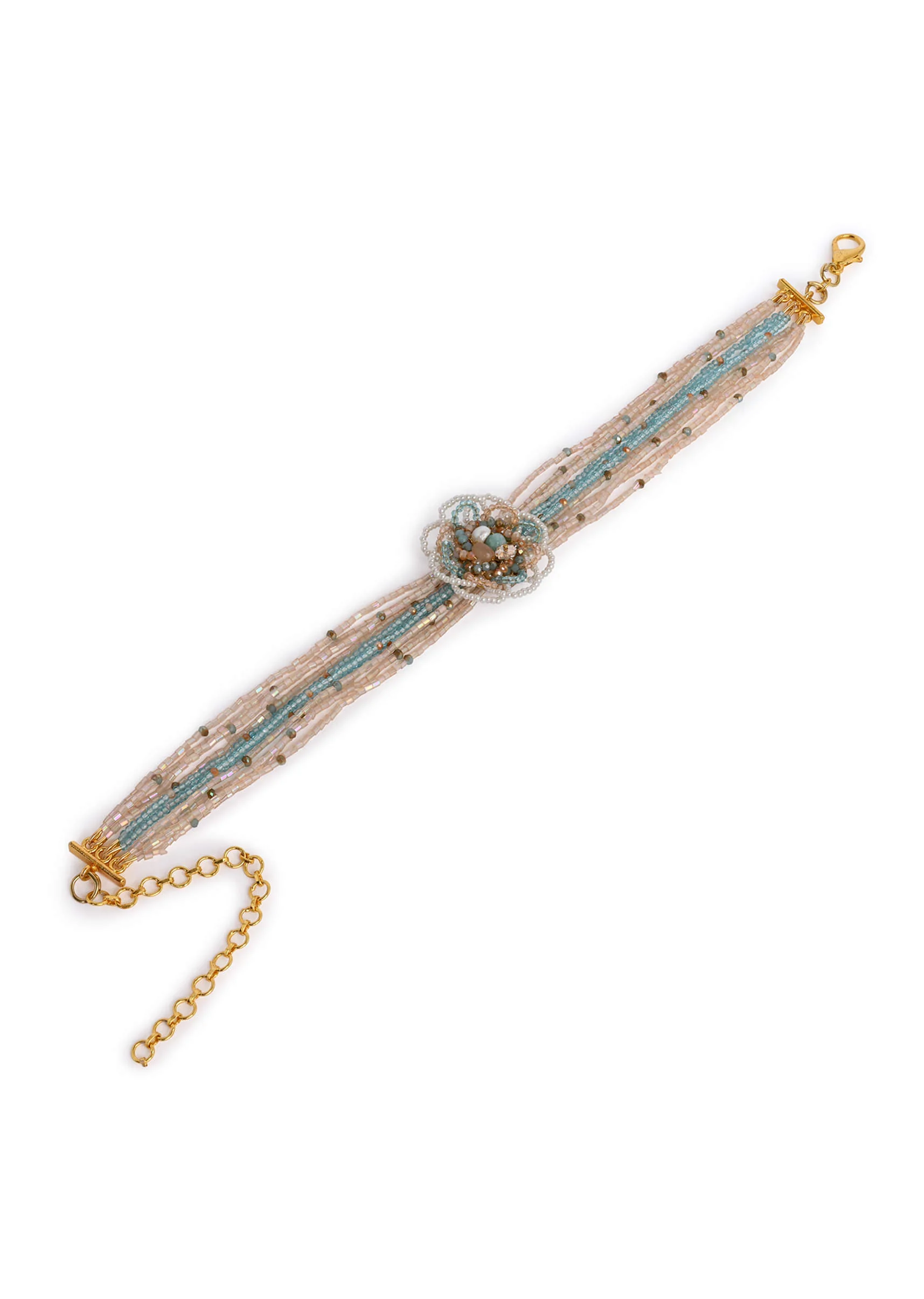 multicolour flower pearl beaded stone choker - Image 3